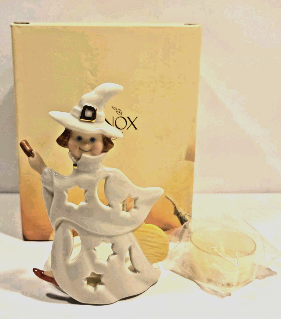 Lenox Flying Witch Tea light Candle Holder Halloween 4.5” Tall