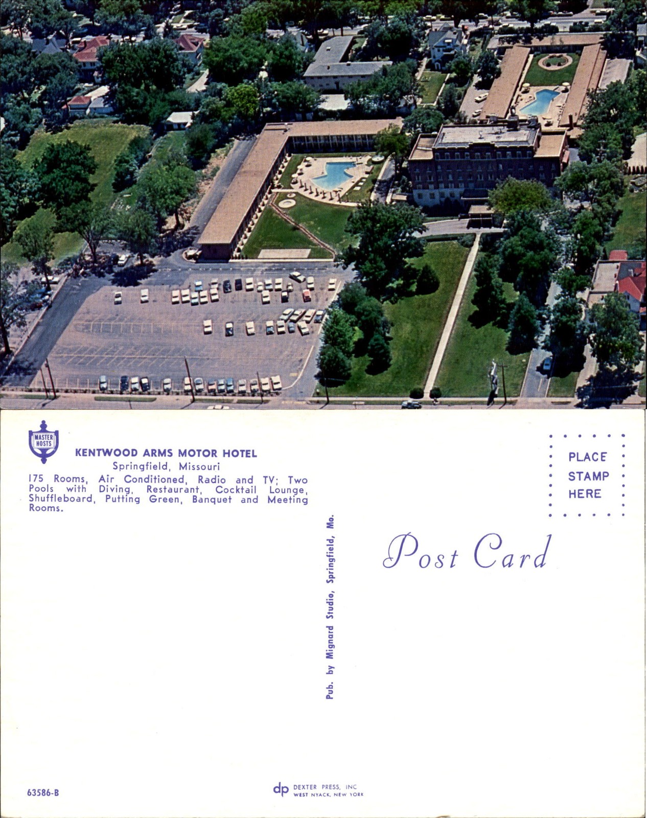 Kentwood Arms Motor Hotel Springfield Missouri MO aerial 1960s vintage postcard Kentwood Arms Motor Hotel Springfield Missouri MO aerial 1960s vintage postcard