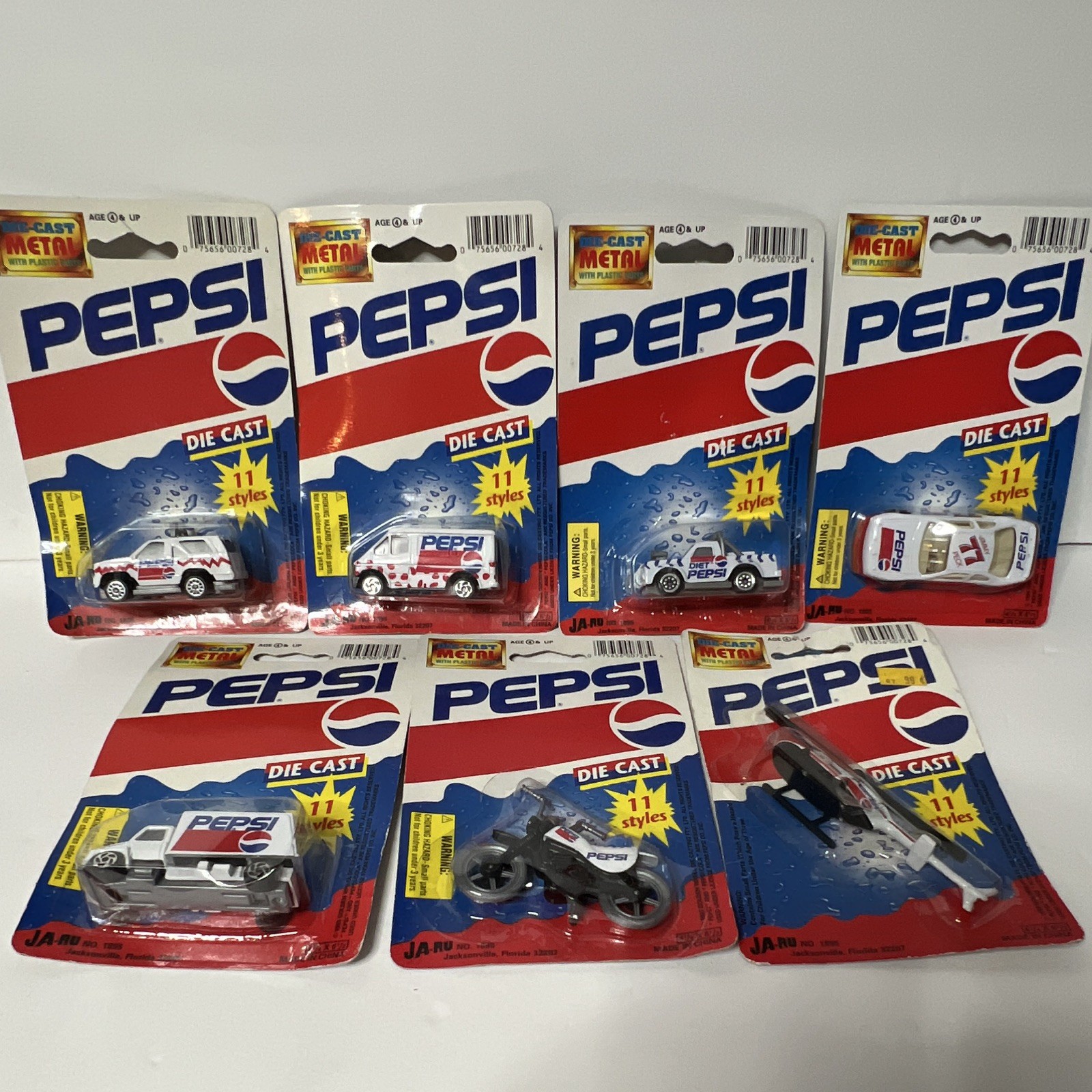 7 total 1993 Golden Wheel Pepsi Die-Cast Vehicles  Lot 11 Styles Assorted