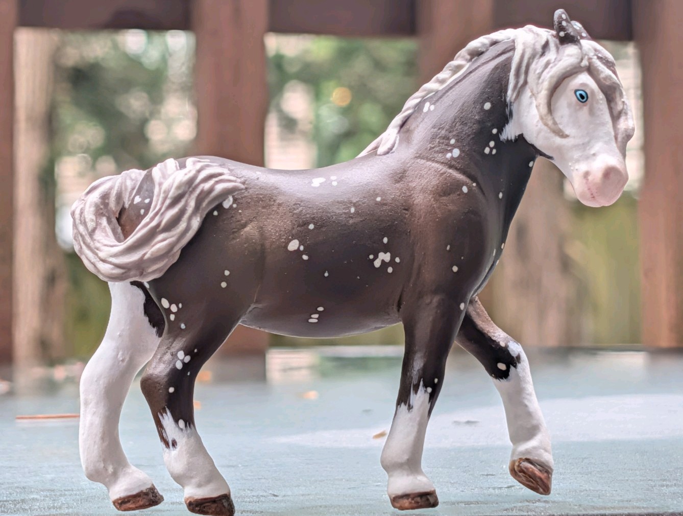 Custom Schleich Wild island pony mare | Altered to a Bay snowflake appaloosa