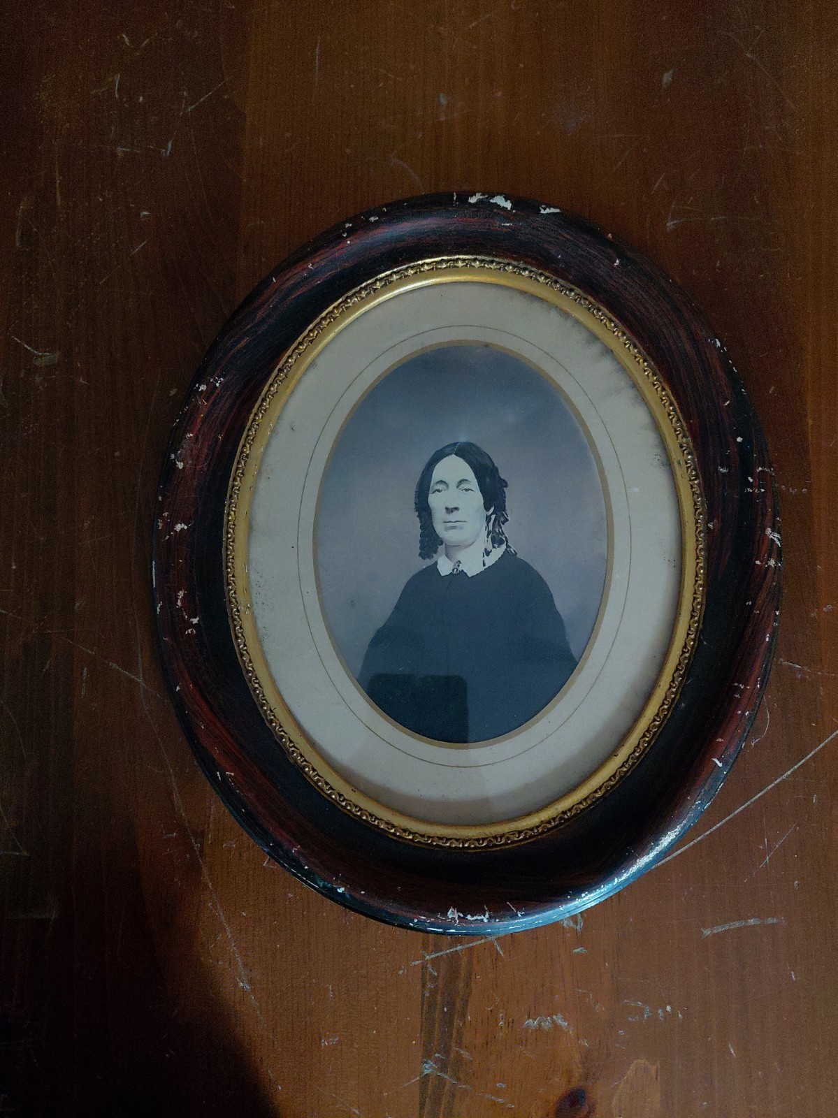 Antique 19th Century Victorian / Civil War Era Woman Oval Portrait in Ornate...