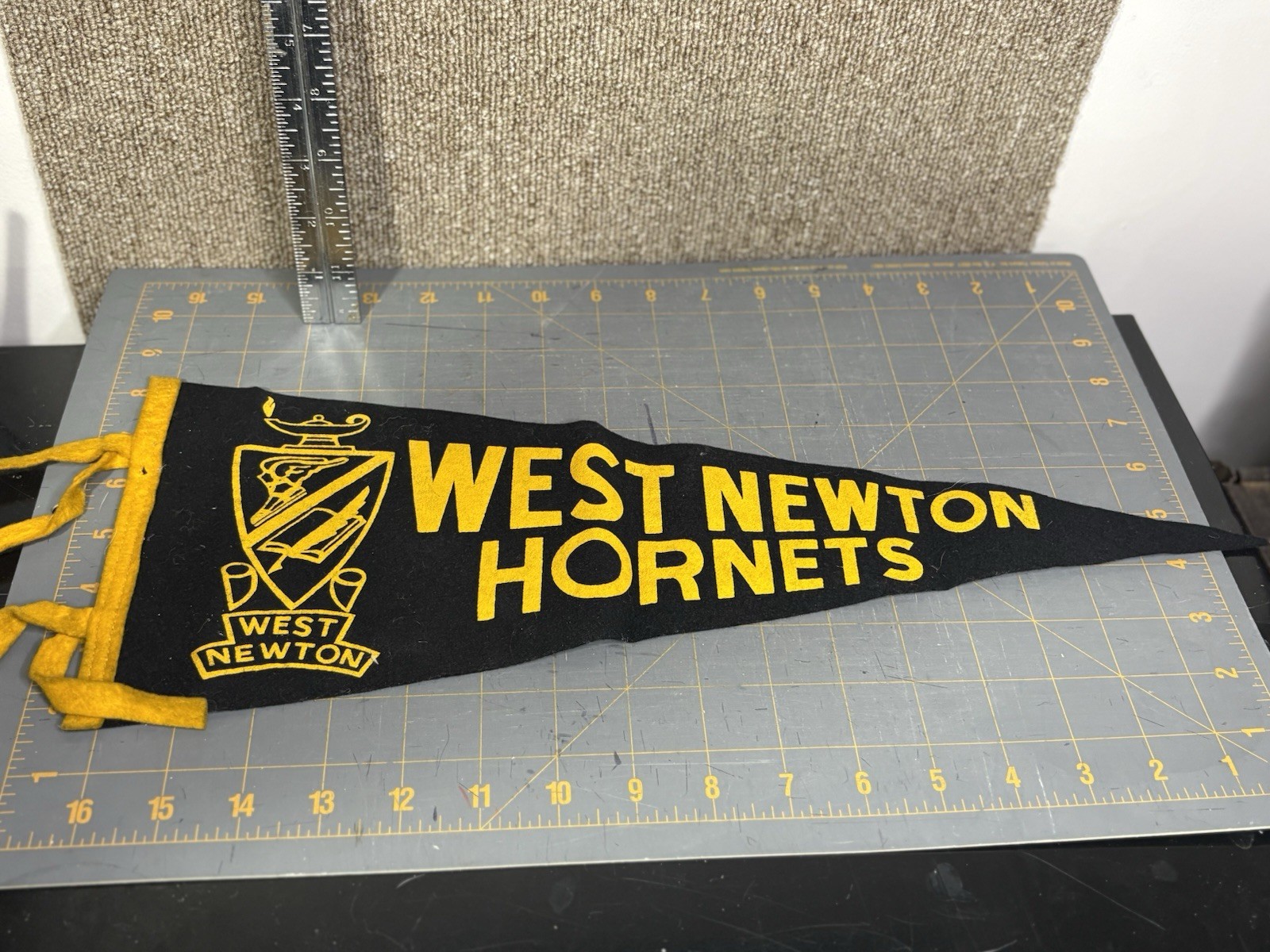 Vintage 1960s WEST NEWTON HORNETS High School Football Banner