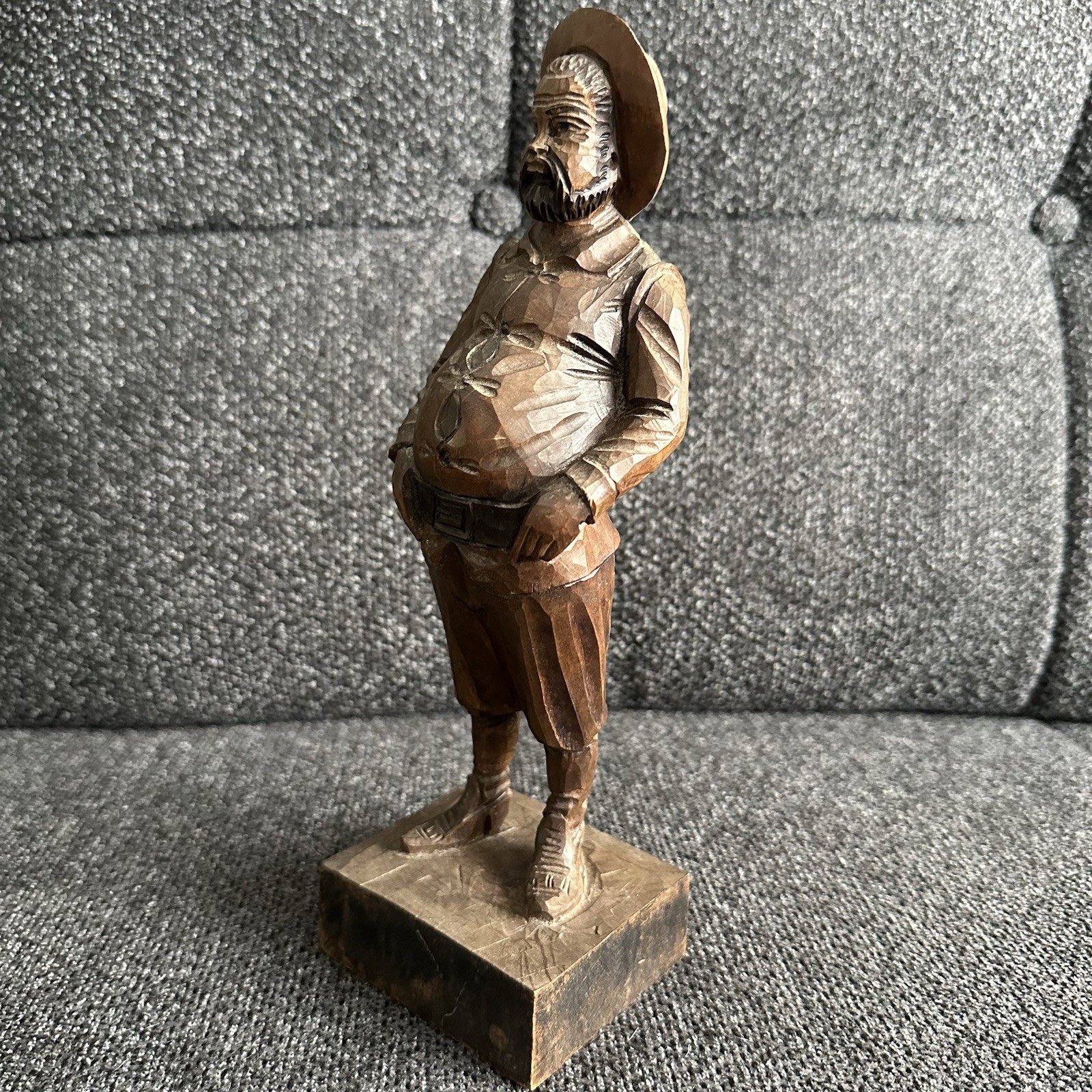 Vintage Ouro Artesania Sancho Panza Hand Carved Wood Figure Spain 10”