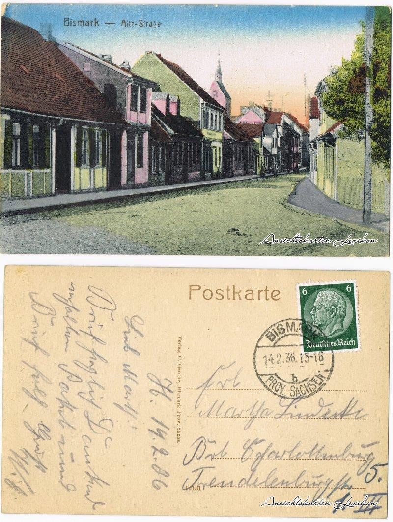 Postcard Bismark (Altmark) Old Street 1936