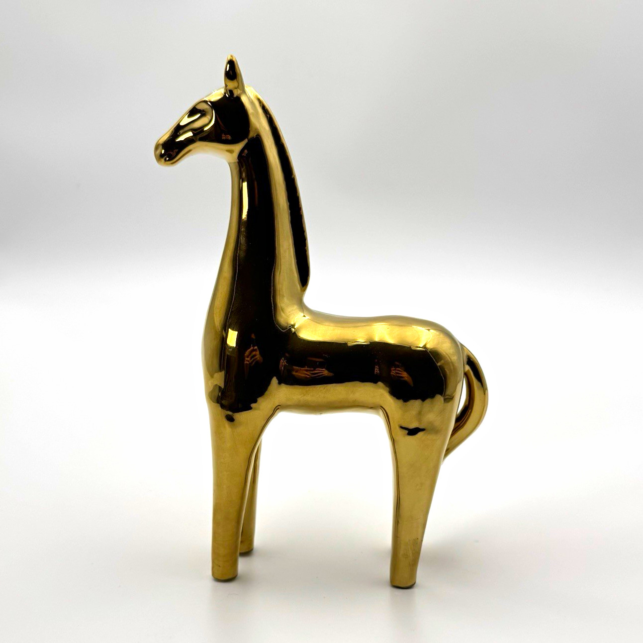 Gold Ceramic Horse Figurine 11.5