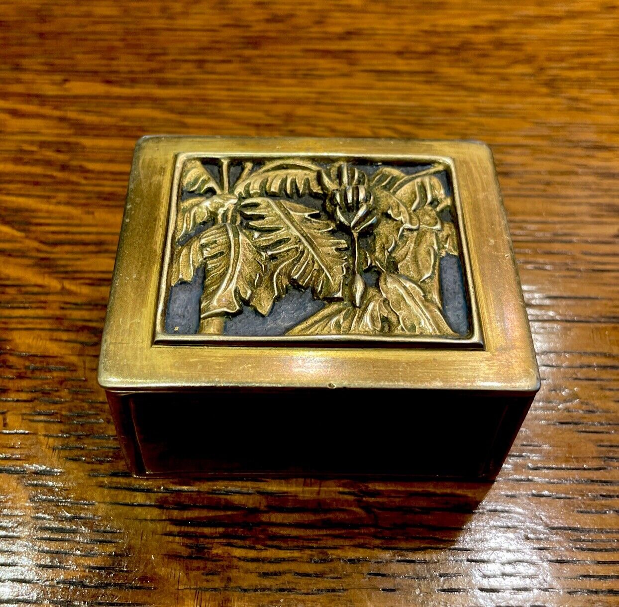 Antique Tiffany Studios #804 Bookmark Enameled StampBox,Divider,Dark Gold Patina