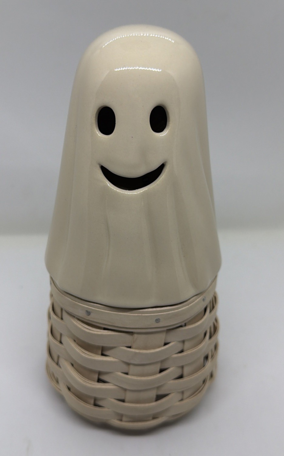 Rare Longaberger 2013 BOO Ghost Basket + Pottery Ceramic Topper ~ Halloween