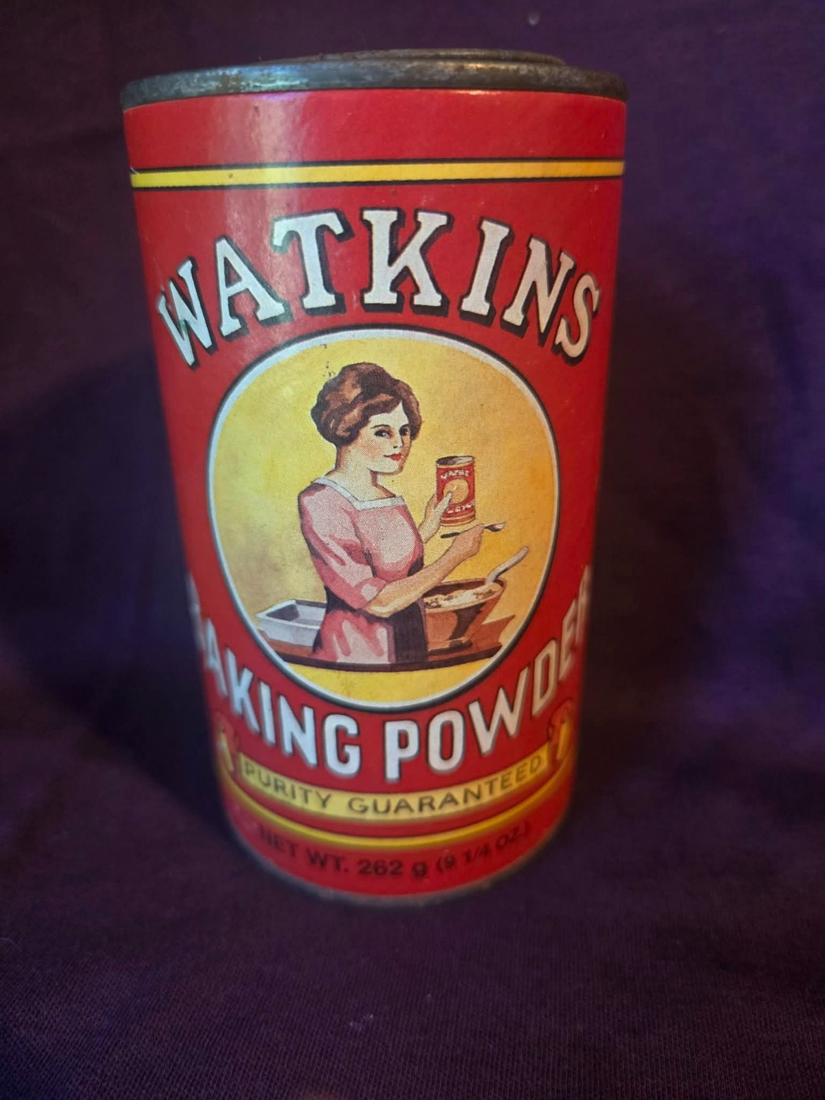 Vintage Advertising Watkins Baking Powder Can In Good Condition, Empty Container