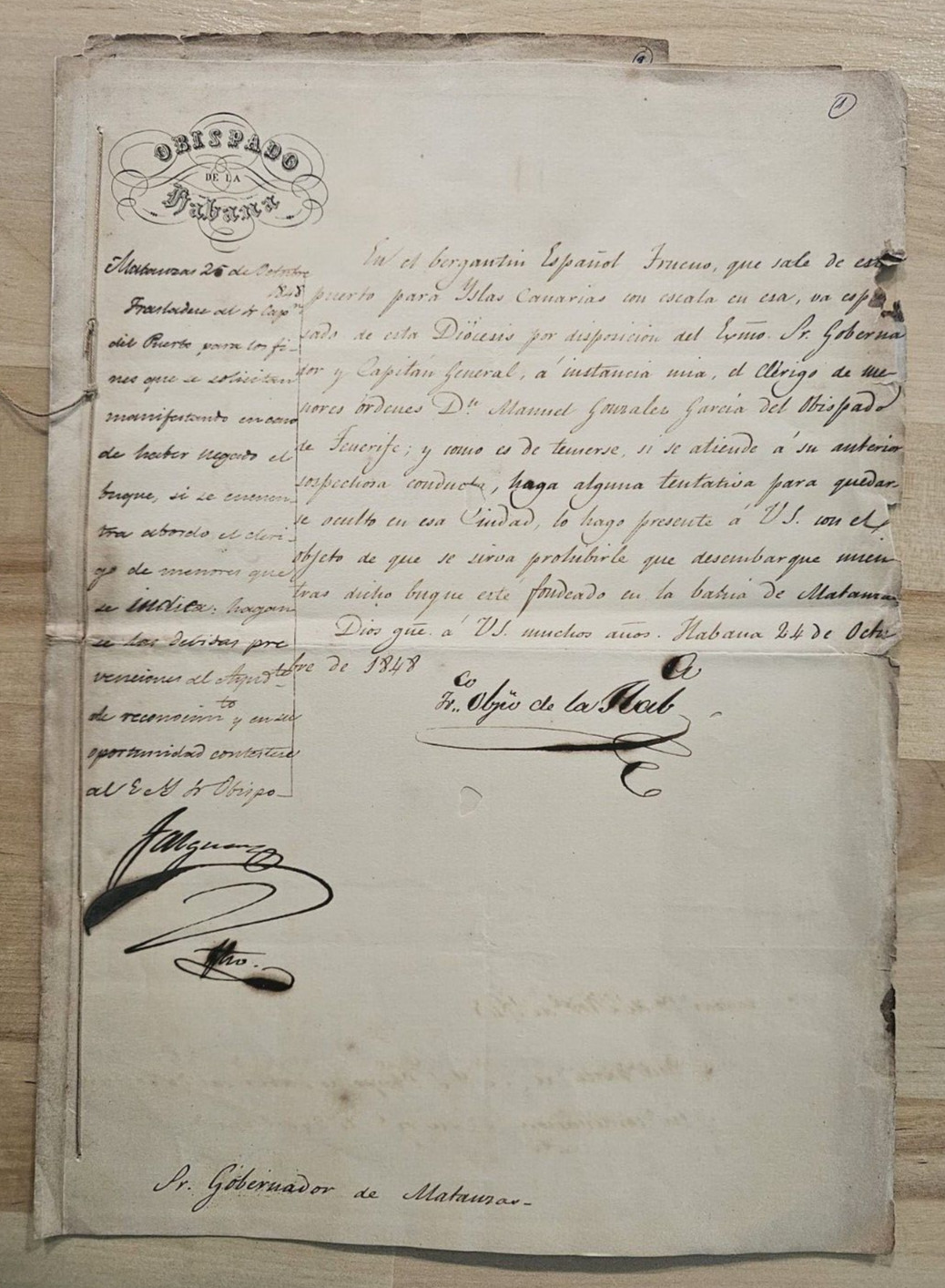 ANTIQUE SPAIN COLONY Letter 1848 BEFORE SPAN AM WAR EMBARGOED US SHIPS DOCUMENT