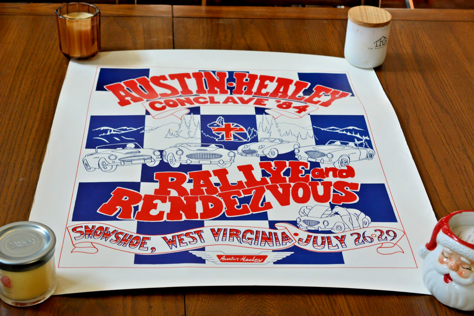Vintage 1984 Austin-Healey Conclave Poster - Rallye & Rendezvous Snowshoe WV Rar