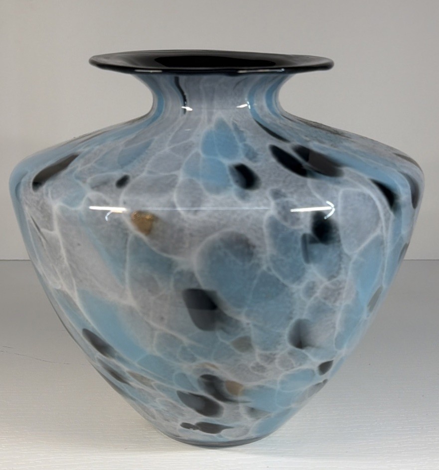 Vintage Maestri Vetrai Vase Made In Italy Azzurra Blue Grey Hand Blown 10\