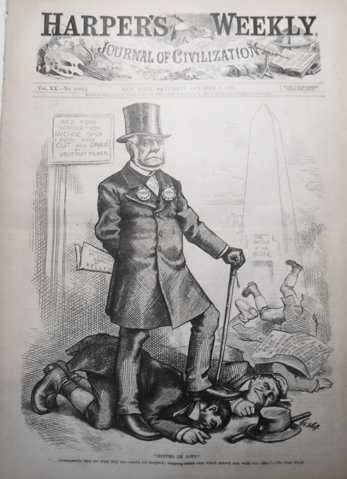 Harper's Weekly October 7, 1876 - Original complete - Hold the Fort, by Nast etc