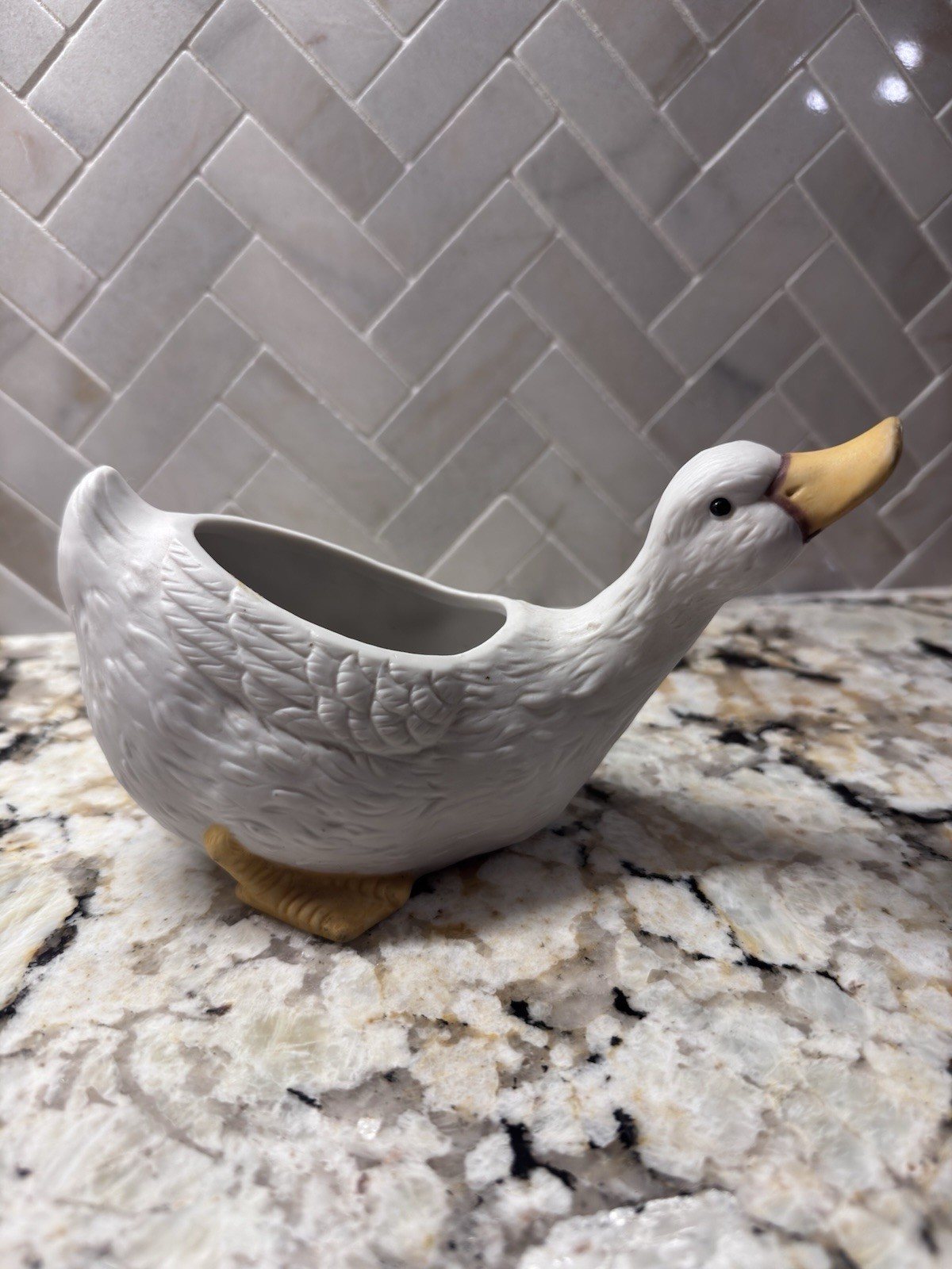 Vintage INARCO White Goose Ceramic Planter 64029 Made in Mexico