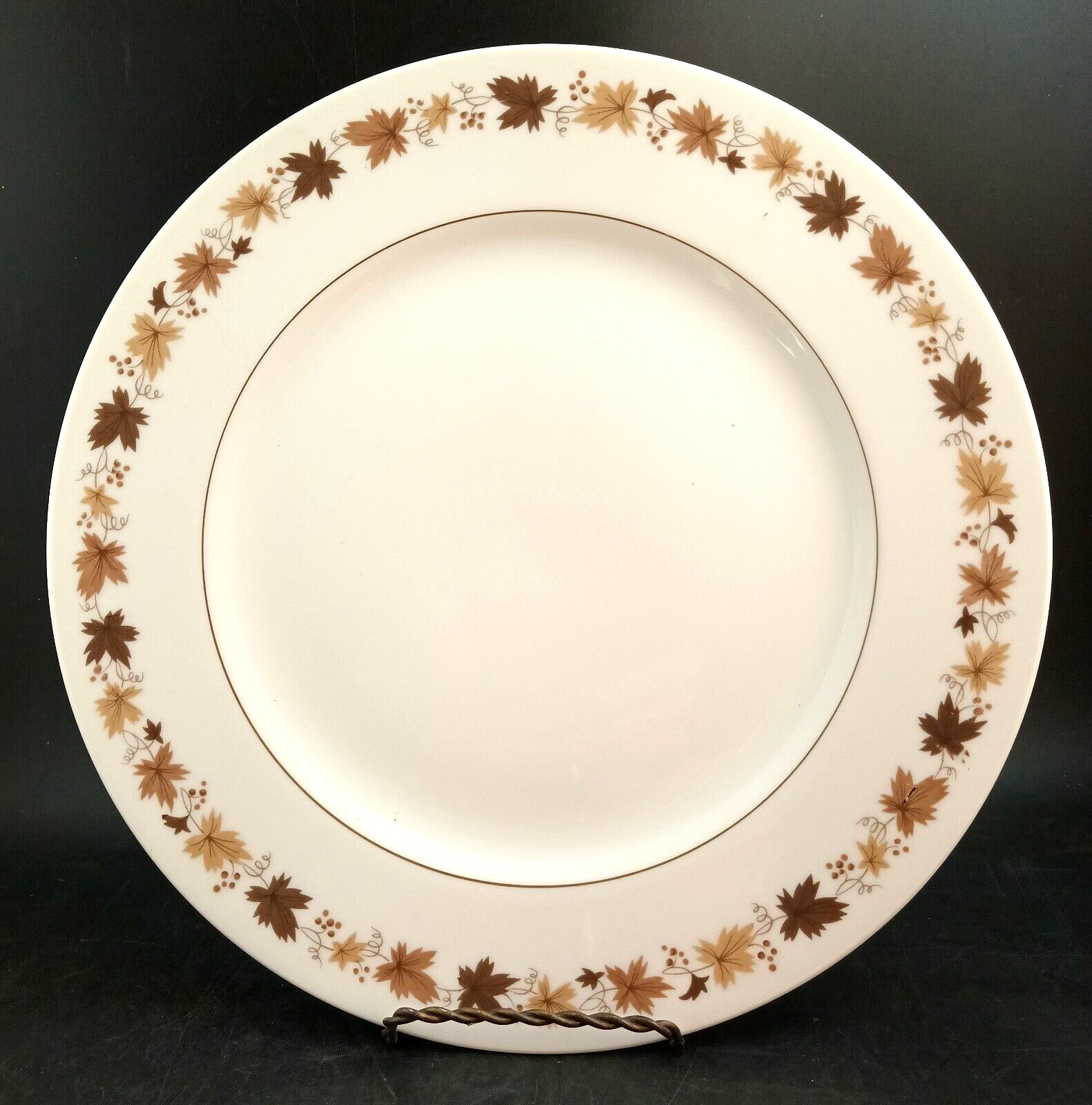 Sango China \'Rene\' Dinner Plate, Mint Condition, Fall Leaves & Gold Trim 