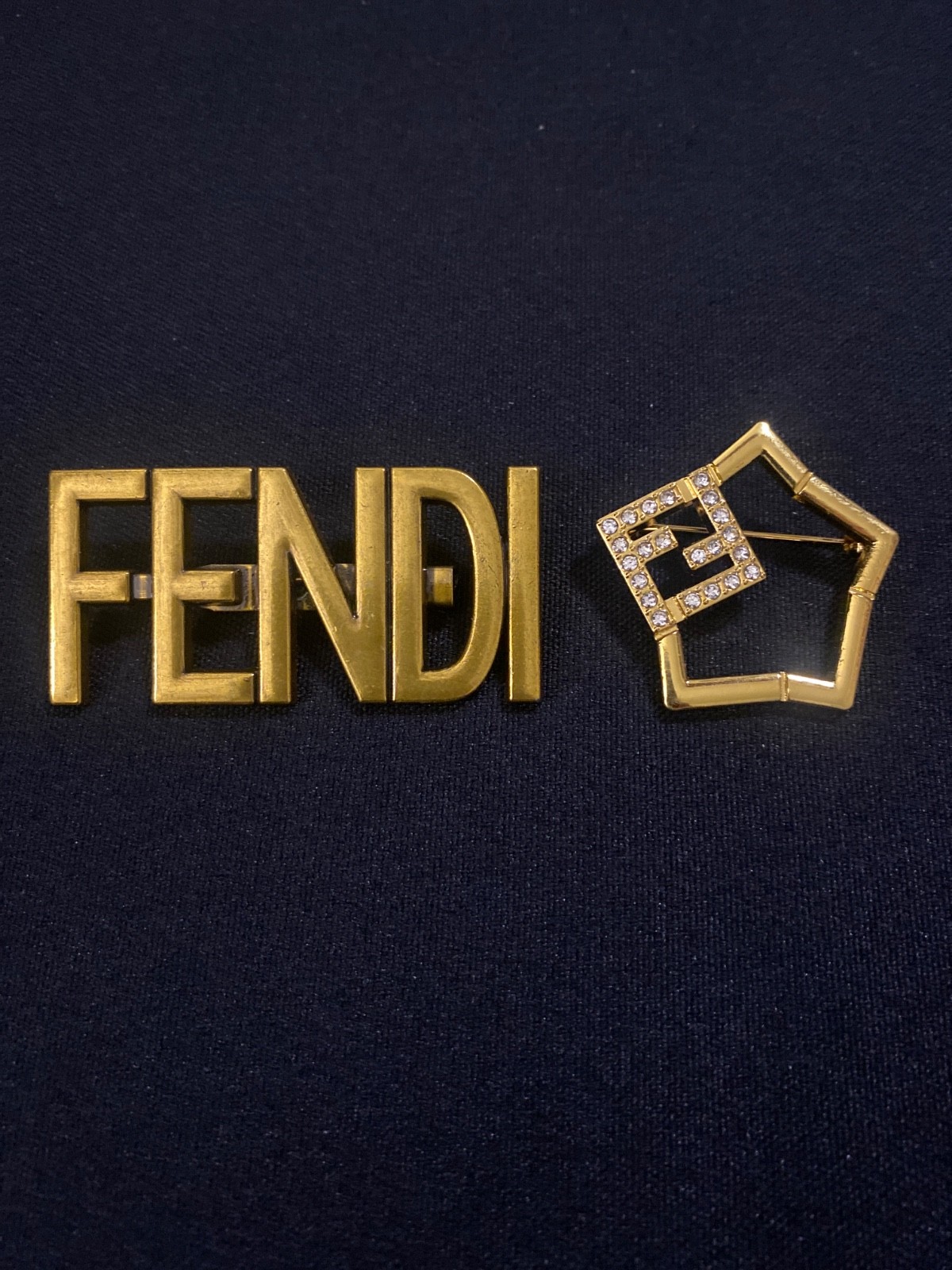 Fendi Luxury Brand Brooch Pin Set.