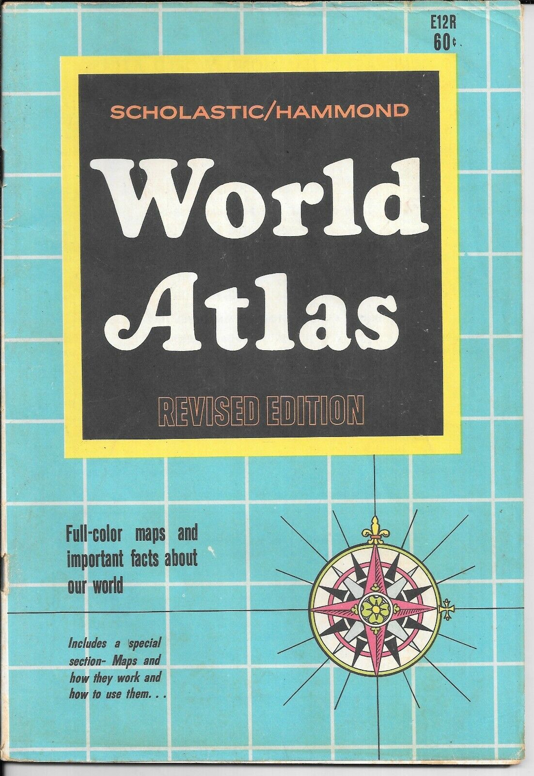 Vintage 1966 SCHOLASTIC/HAMMOND WORLD ATLAS Revised Edition, 62 Pages