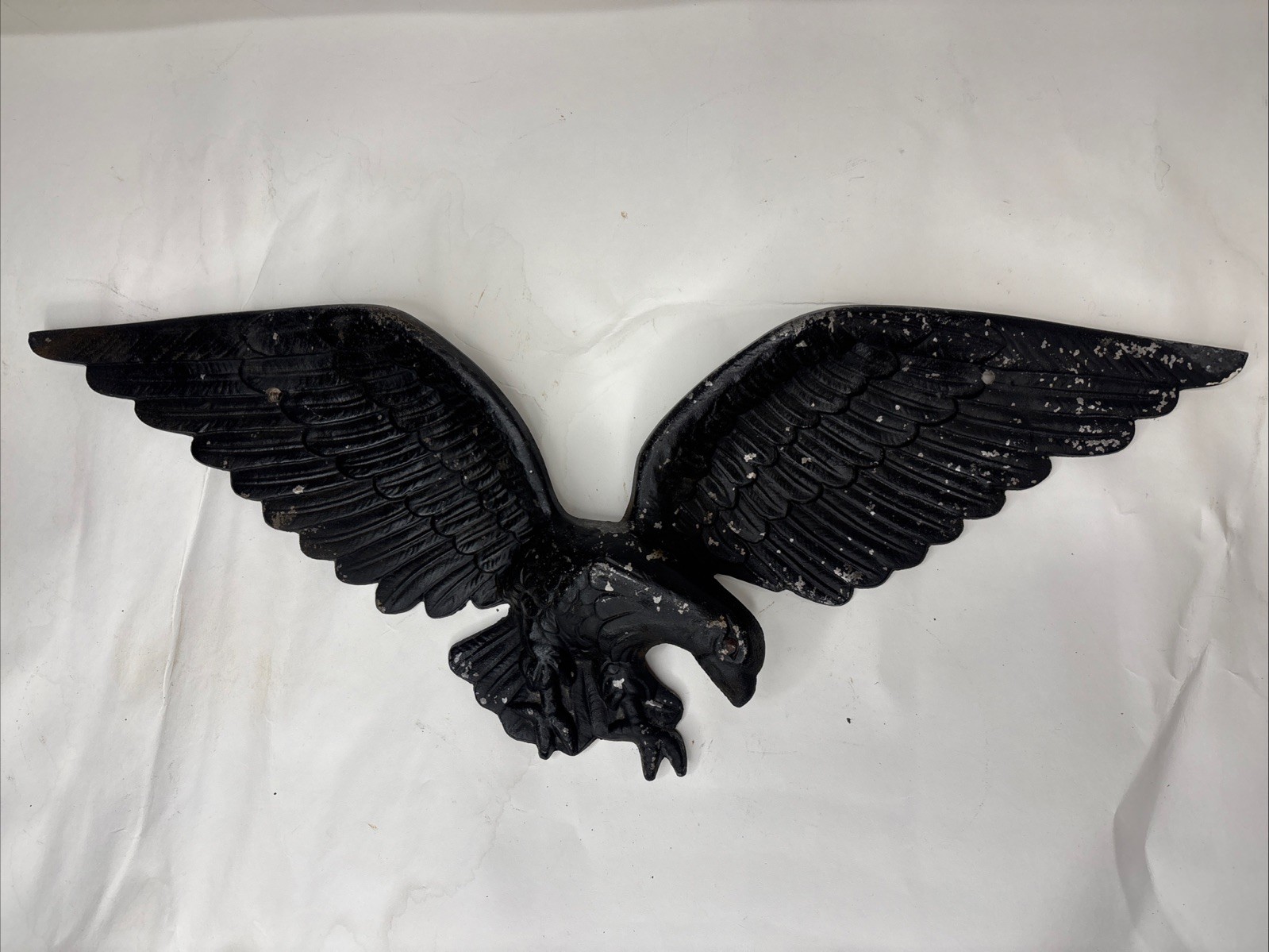 Vintage Aluminum Metal Eagle Wall Hanging American Bald Plaque 22.5x8” Weathered