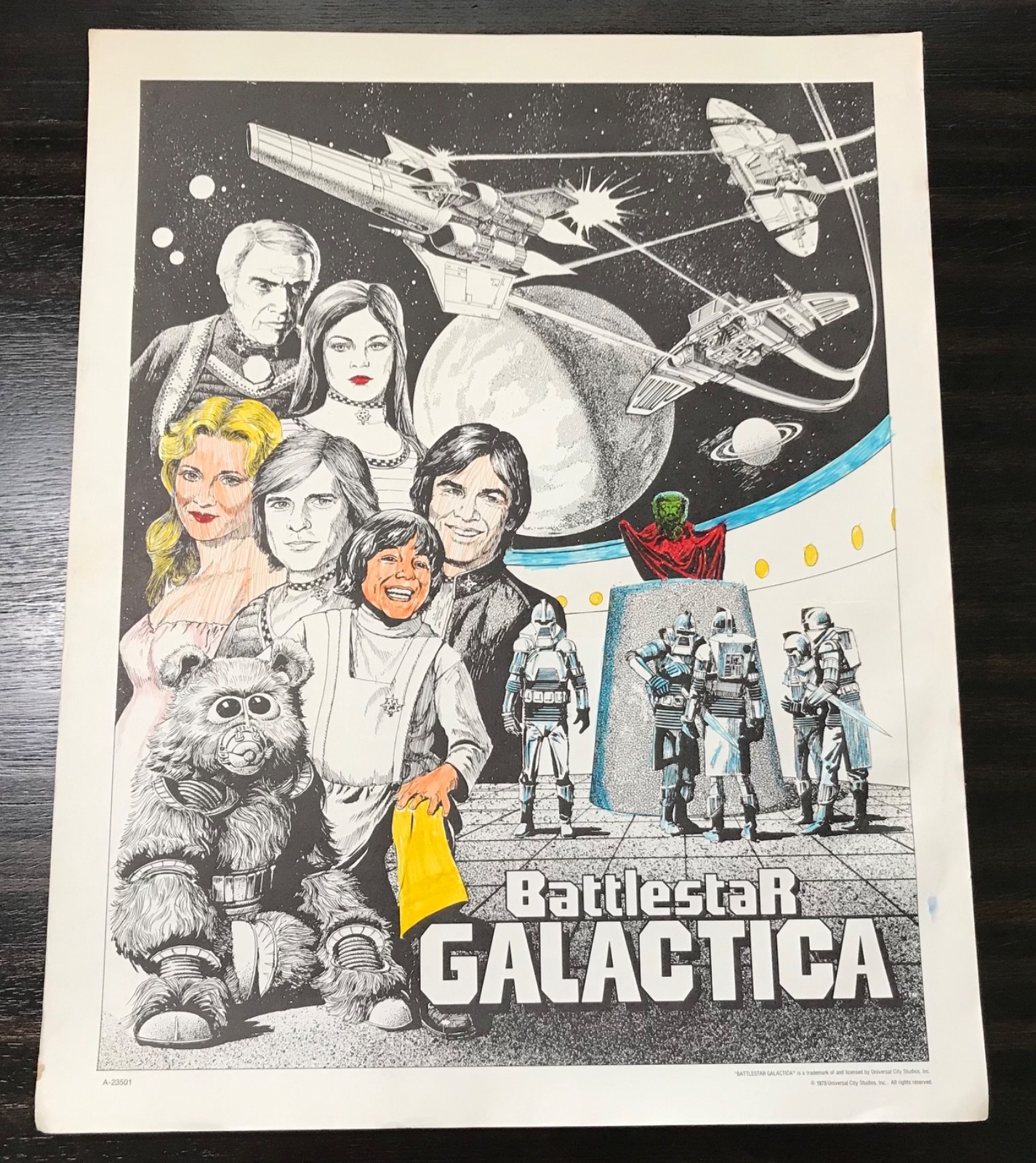 VTG 1978 Battlestar Galactica Original Craft Master Coloring Poster 17.5 x 22