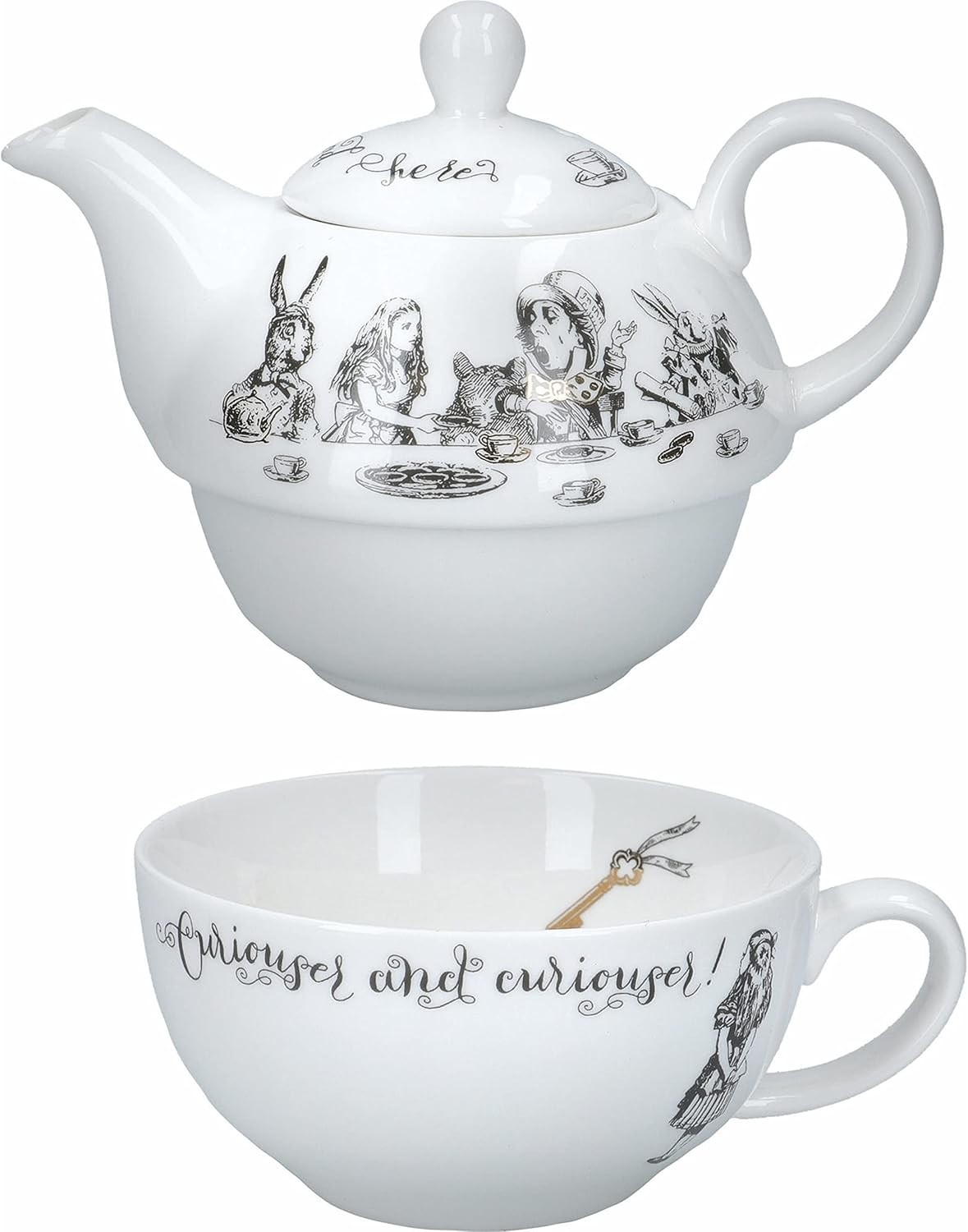 Alice in Wonderland Teapot and Cup Set For 1 in Gift Box, Fine China Tea Set,... Alice in Wonderland Teapot and Cup Set For 1 in Gift Box, Fine China Tea Set,...