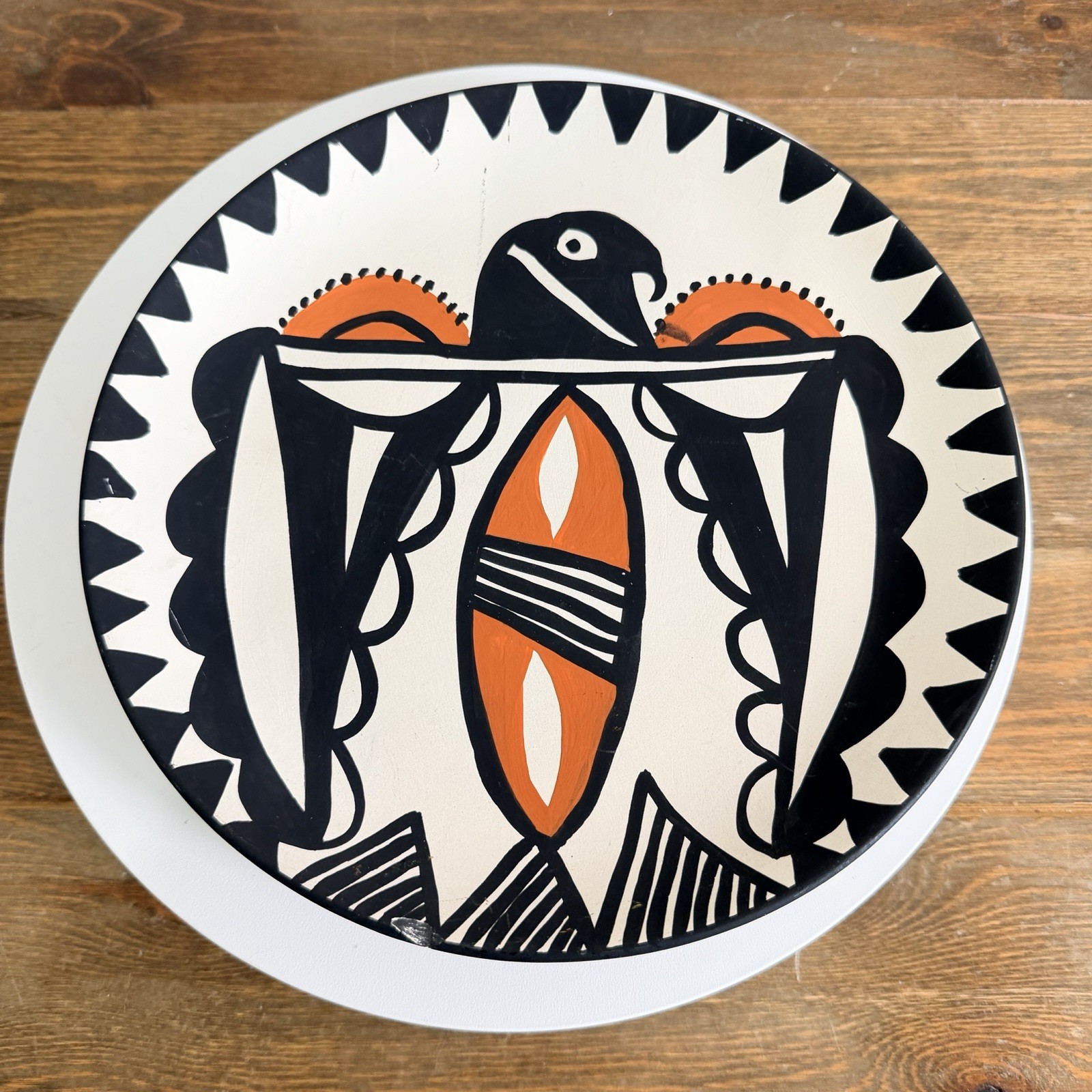 Vintage Mexican Hand Painted Clay Plate Artist Signed