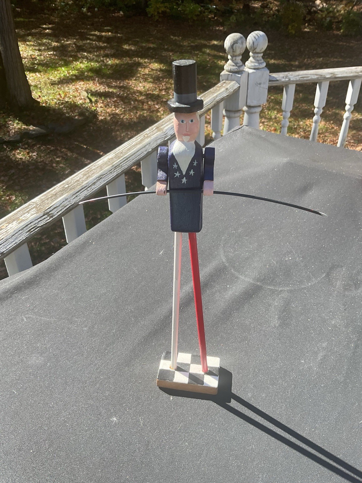 VTG. NANCY THOMAS Signed 2001 Uncle Sam Balance Pole ( Missing Flags) FOLK ART 