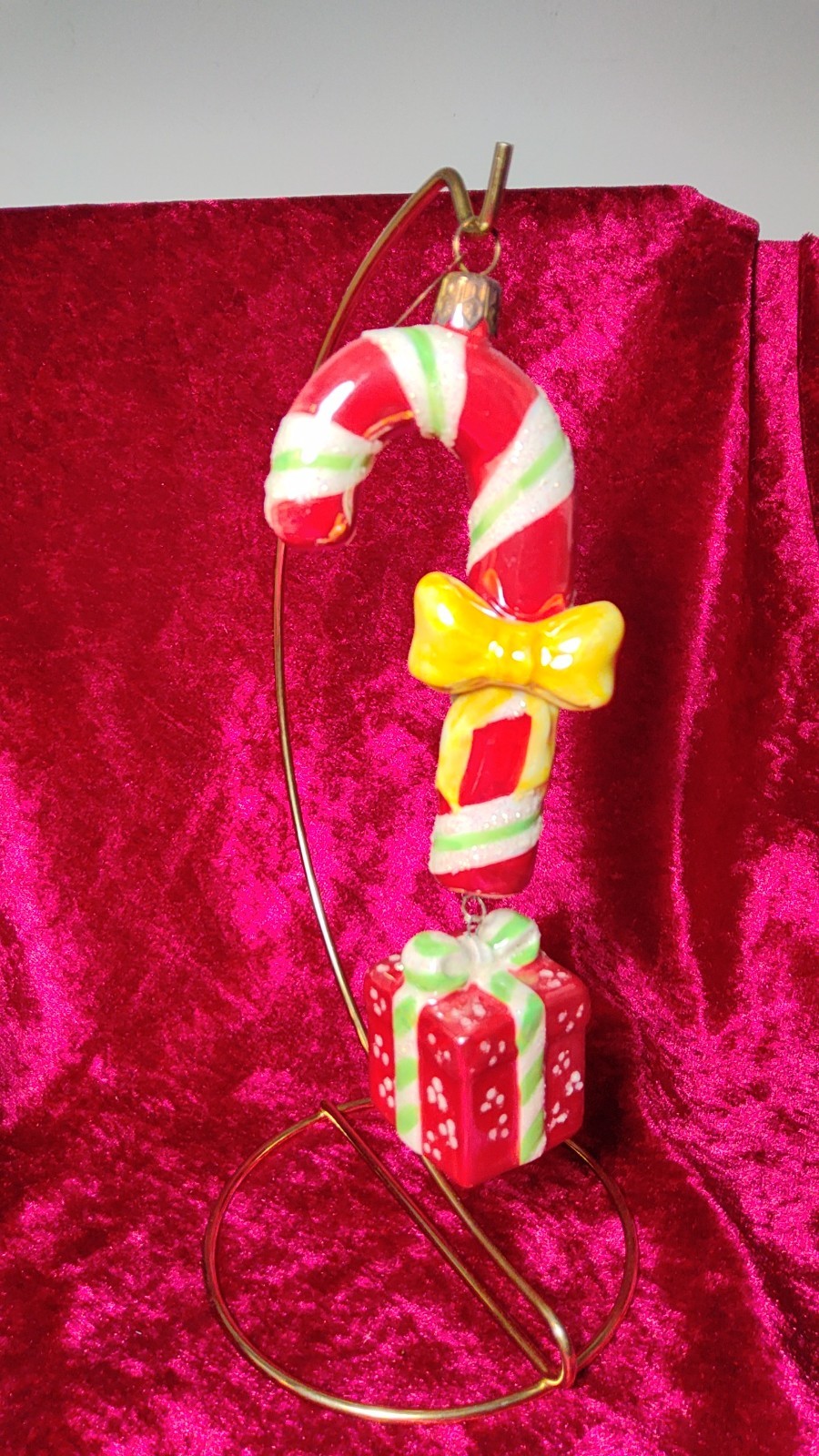 VTG Radko/Holiday CelebrationCeramic Dangling Candy Cane Ornament Christmas 6.5\