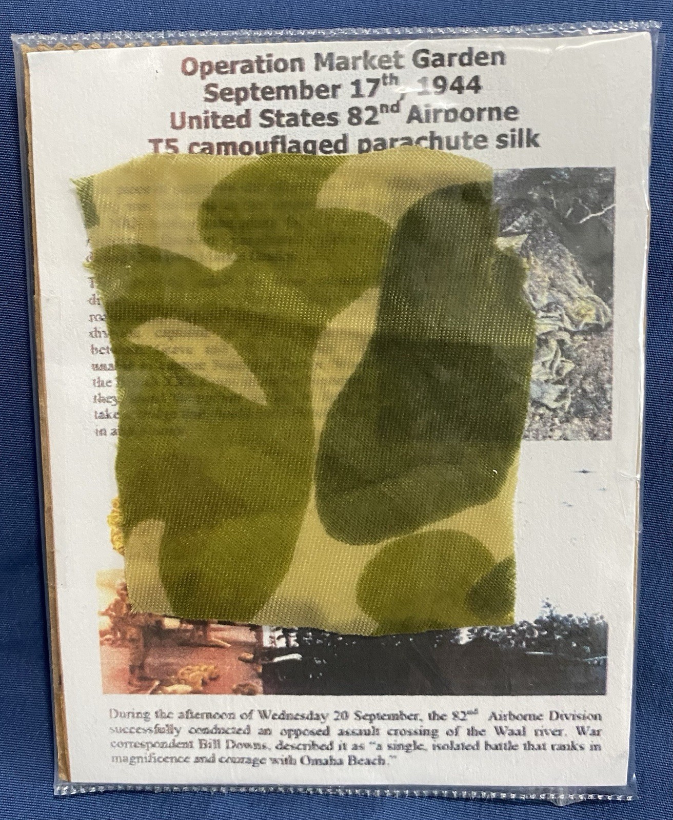 WW2 Relic,Parachute Silk Piece/Swatch,Market Garden,Sept.17th,1944,82nd Airborne WW2 Relic,Parachute Silk Piece/Swatch,Market Garden,Sept.17th,1944,82nd Airborne