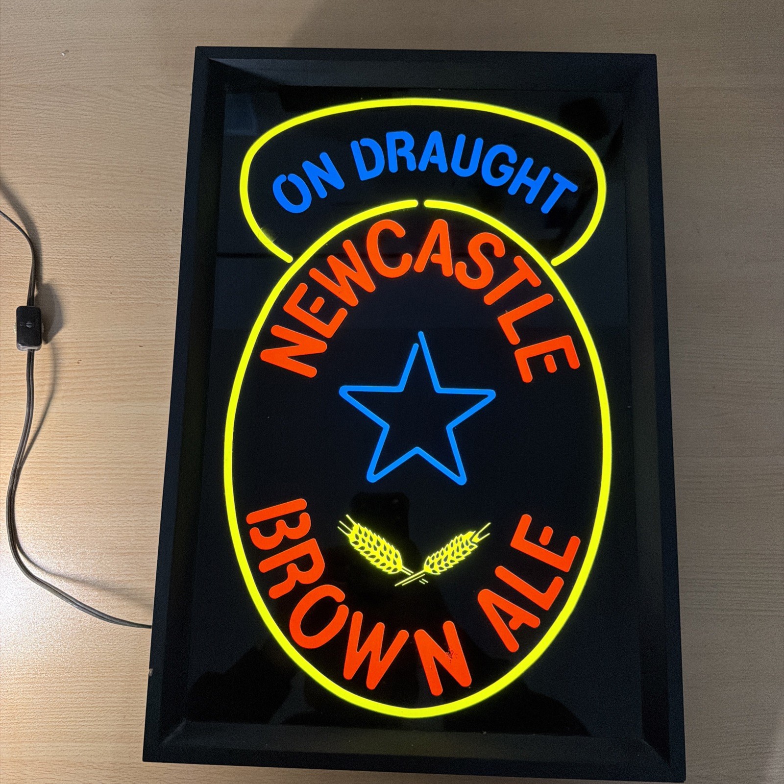 Vintage Newcastle Brown Ale On Draught Lighted Sign Display 13
