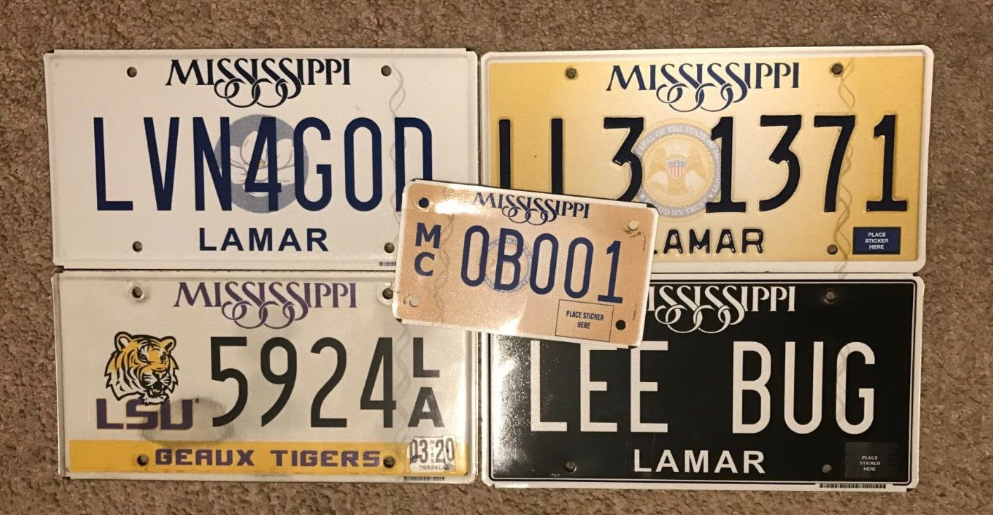 Mixed Lot of 5 License Plates for Craft/Collecting/Decorating Lot #LSU
