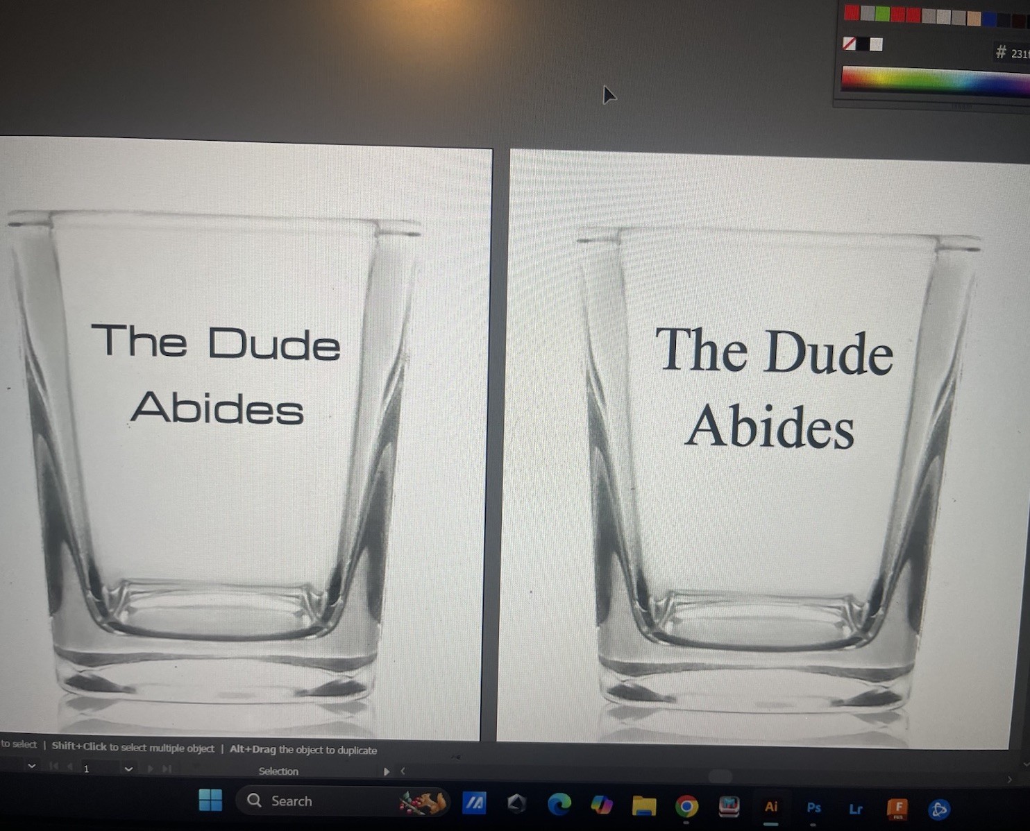 New Set Of Two Limited edition Big Lewbowski Laser engraved Shot Glasses.