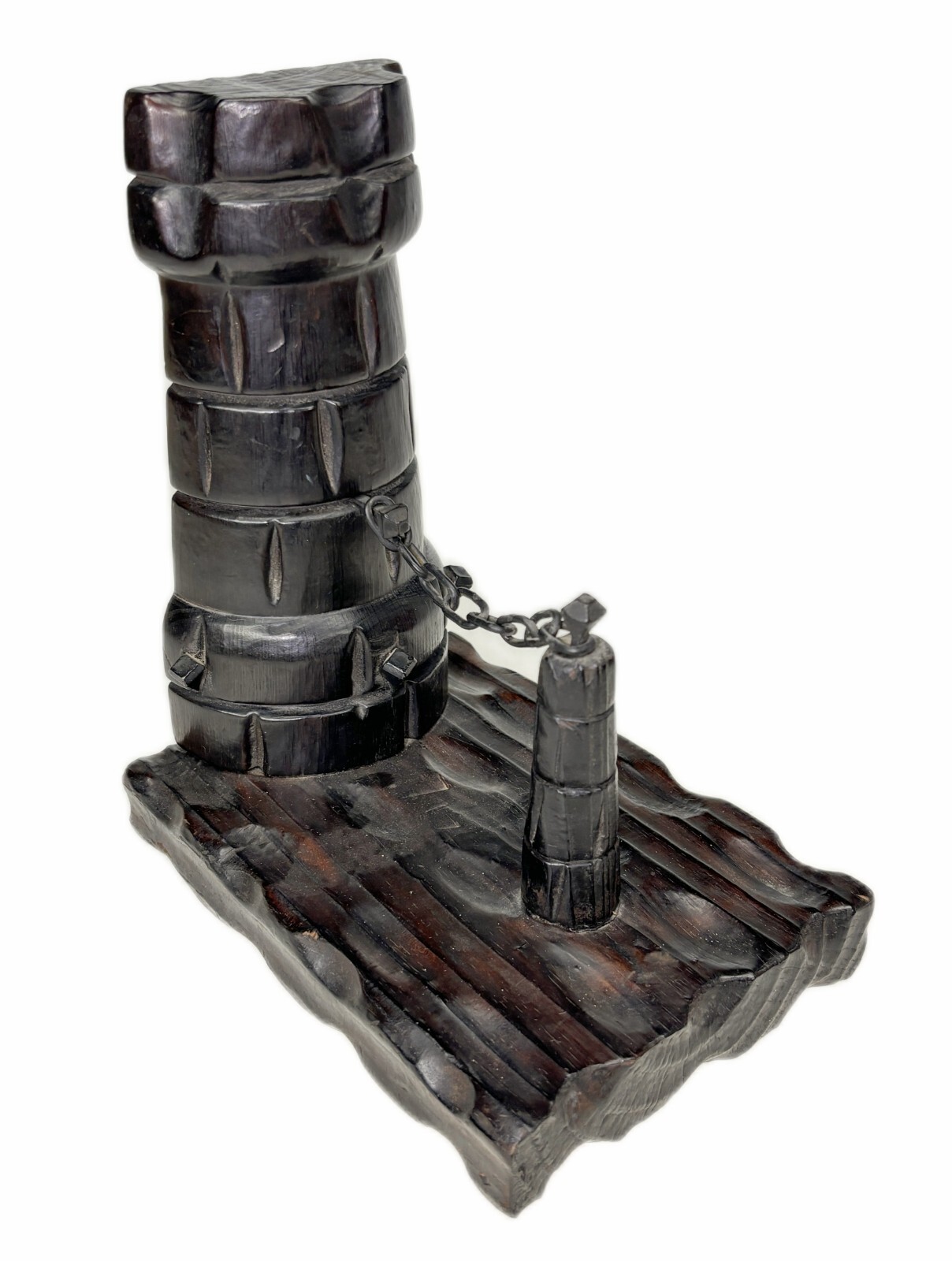 Castle Tower Gate Vtg Carved Wood Bookend Figurine Medieval H8” x 7” x 5”