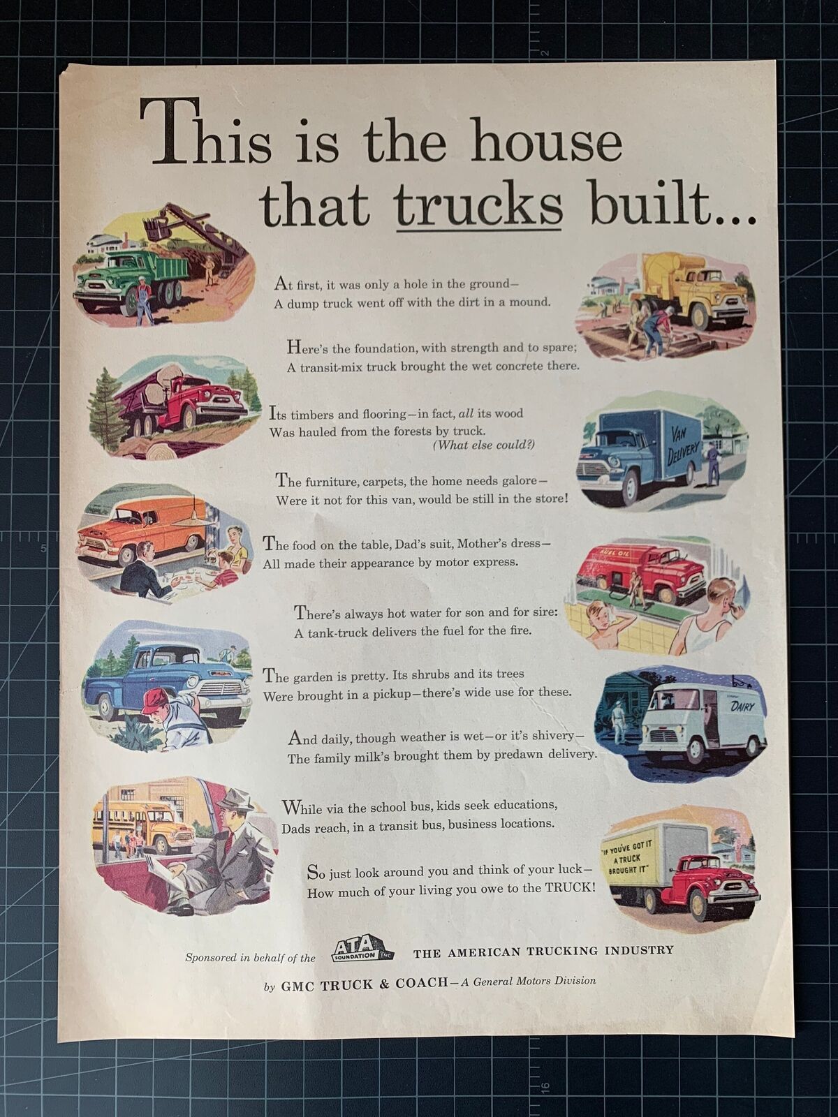 Vintage 1950s GMC Trucks Print Ad