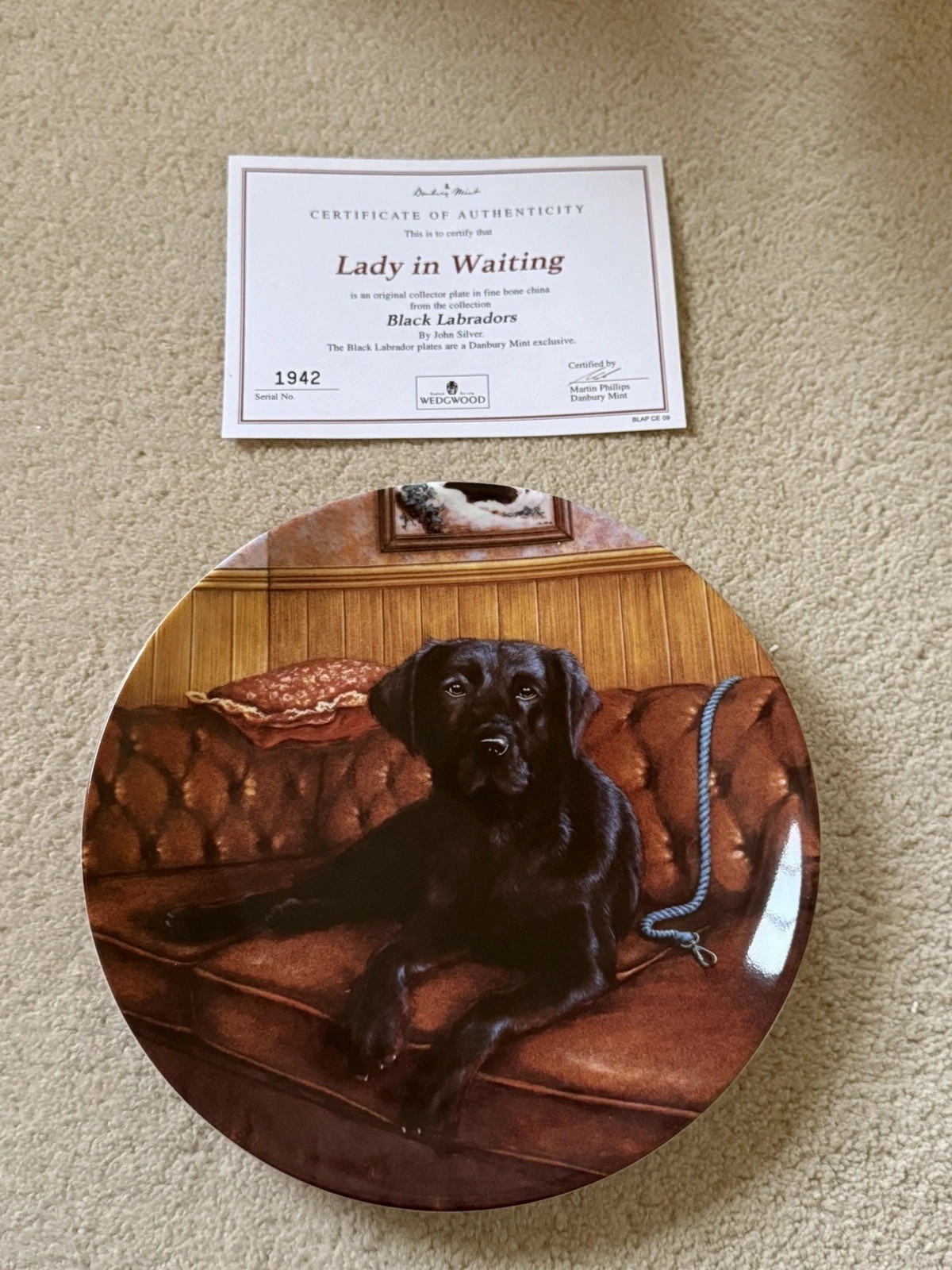 New Wedgwood Danbury Mint Lady in Waiting Black Labrador Collector Plate COA