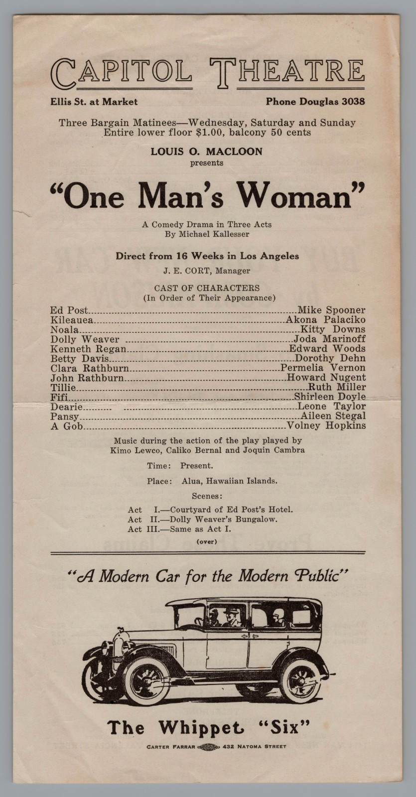 1920s Capitol Theatre Schedule \ 1920s Capitol Theatre Schedule \