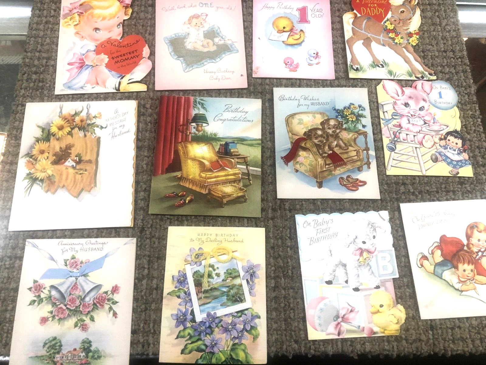 Vintage Lot of 12 - Greeting Cards Nice Asst.  of cards 1940's-60's  Made In USA