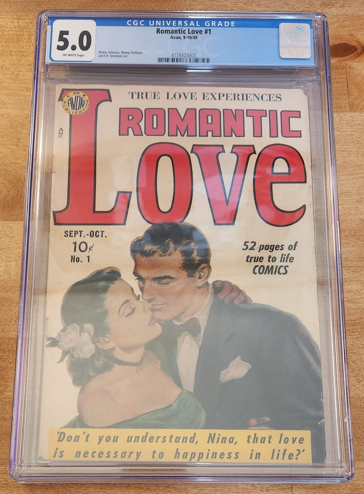 Romantic Love #1 Avon 1949 CGC 5.0 RARE Golden Age Romance