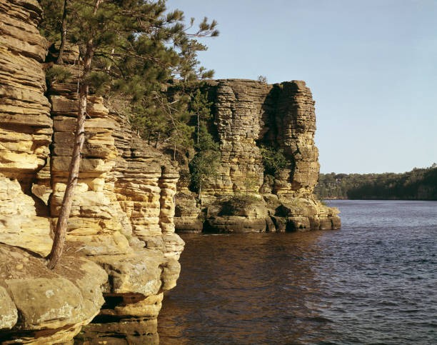 Sandstone formations Wisconsin River Wisconsin Dells Wisconsin USA- Old Photo