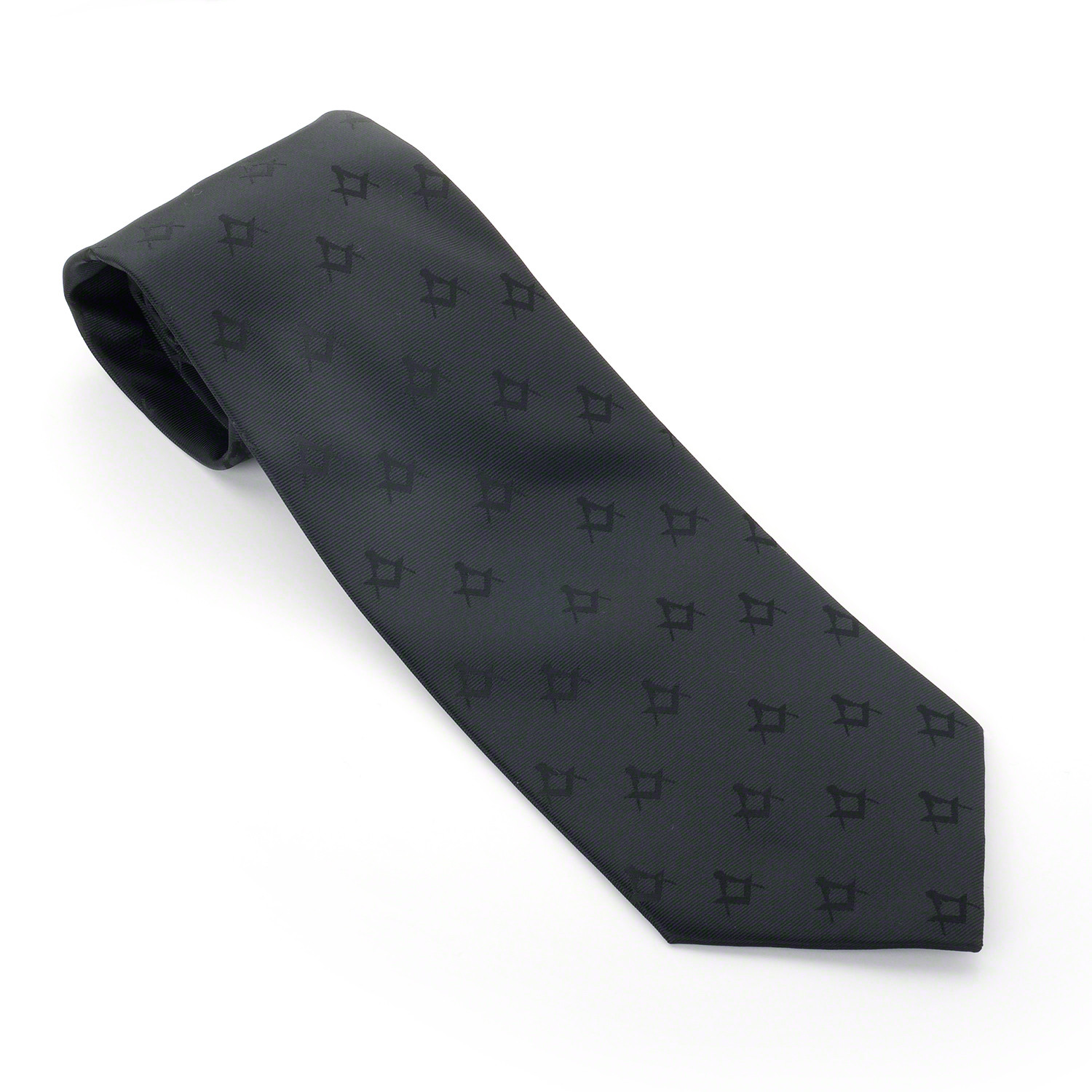 Quality New Craft Masonic Black Square & Compass Design Tie Regalia Masons Gift