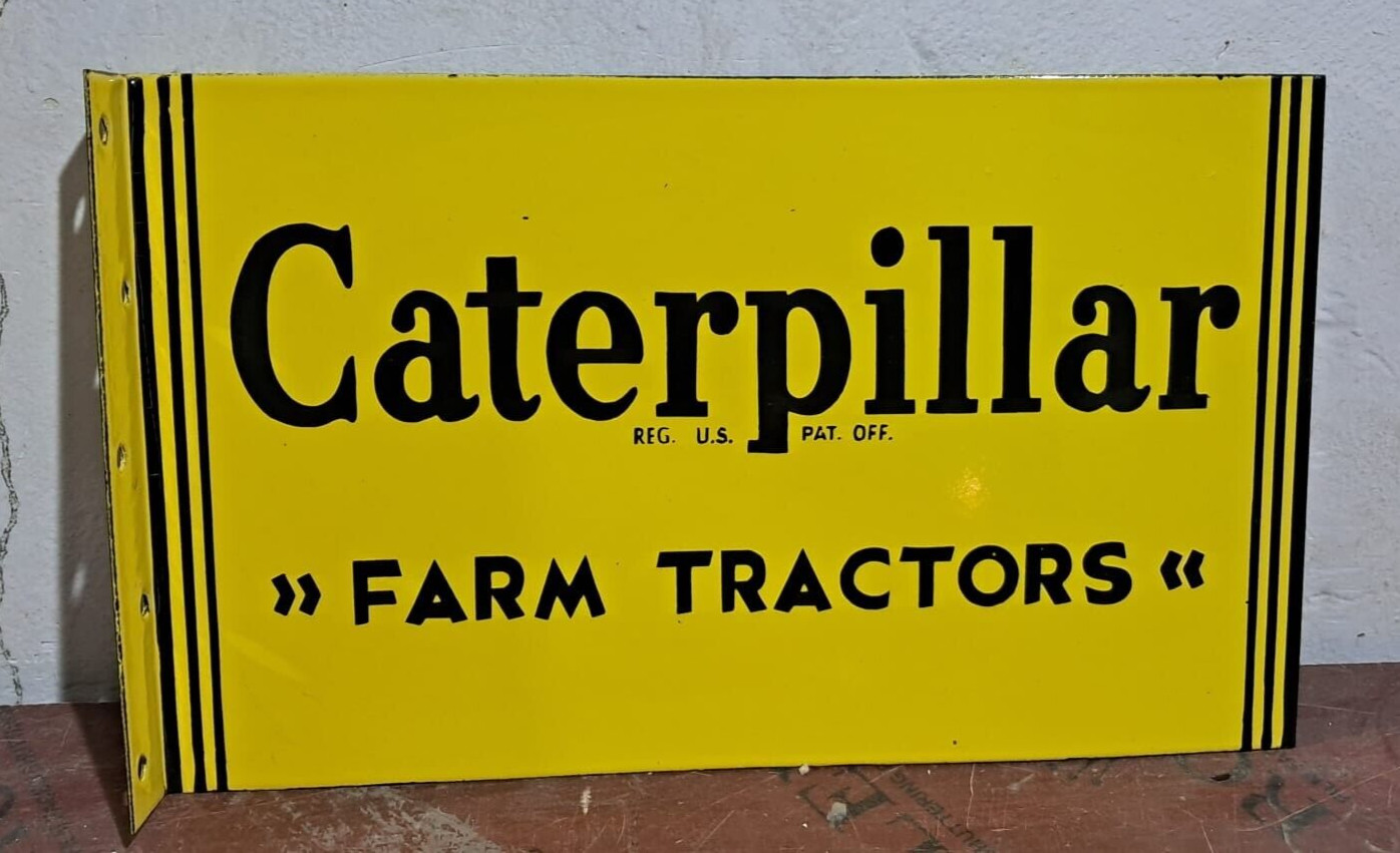 Caterpillar Porcelain Enamel Sign  18 x 10 Inches 2 Side