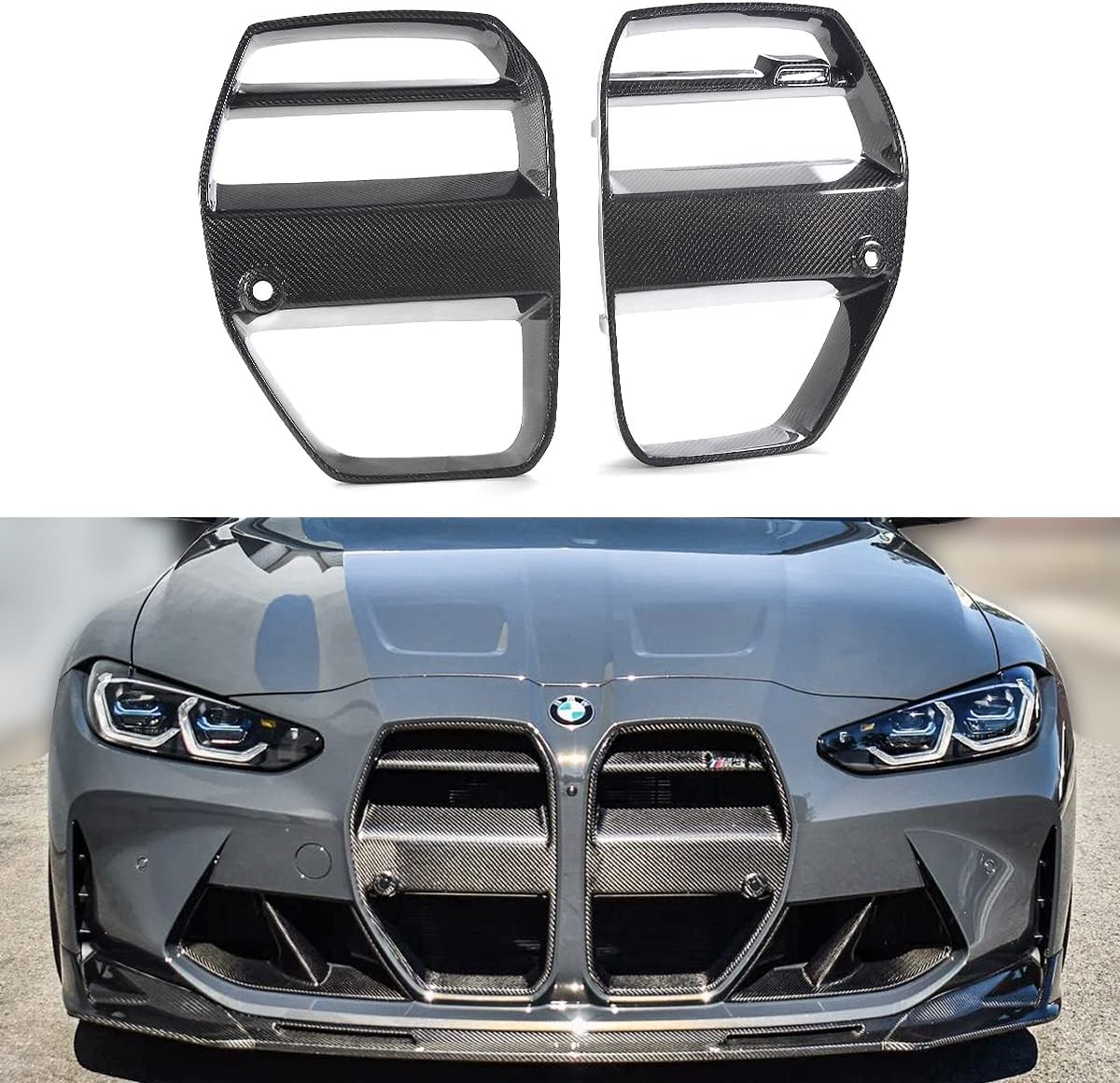 V Style BMW G80 M3 G82 M4 Dry Carbon Fiber Front Grille Grill V Style BMW G80 M3 G82 M4 Dry Carbon Fiber Front Grille Grill