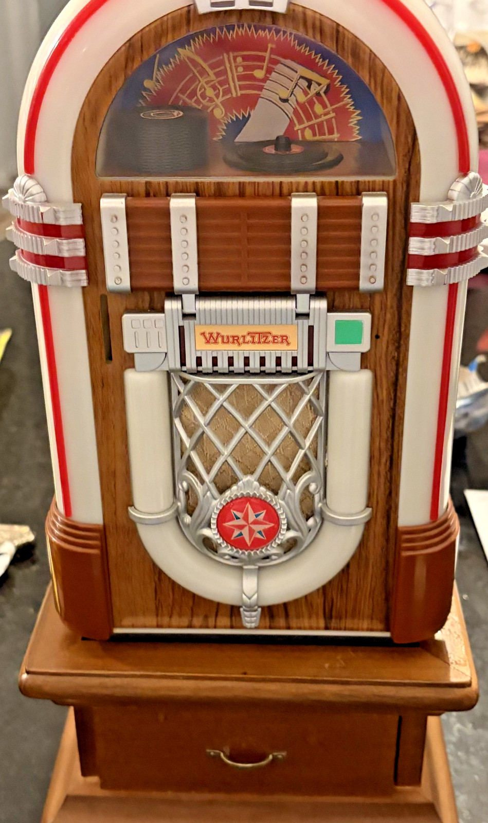 Vintage 1986 Wurlitzer 1015 Mini Jukebox Works + 20 Bandai Micro Cassettes Base