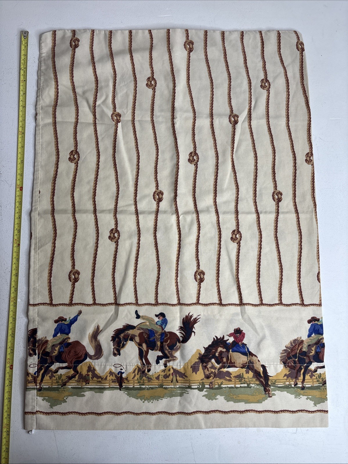 Vintage Western Cowboy Rodeo Horse Tablecloth Rope Knot Pattern Rustic