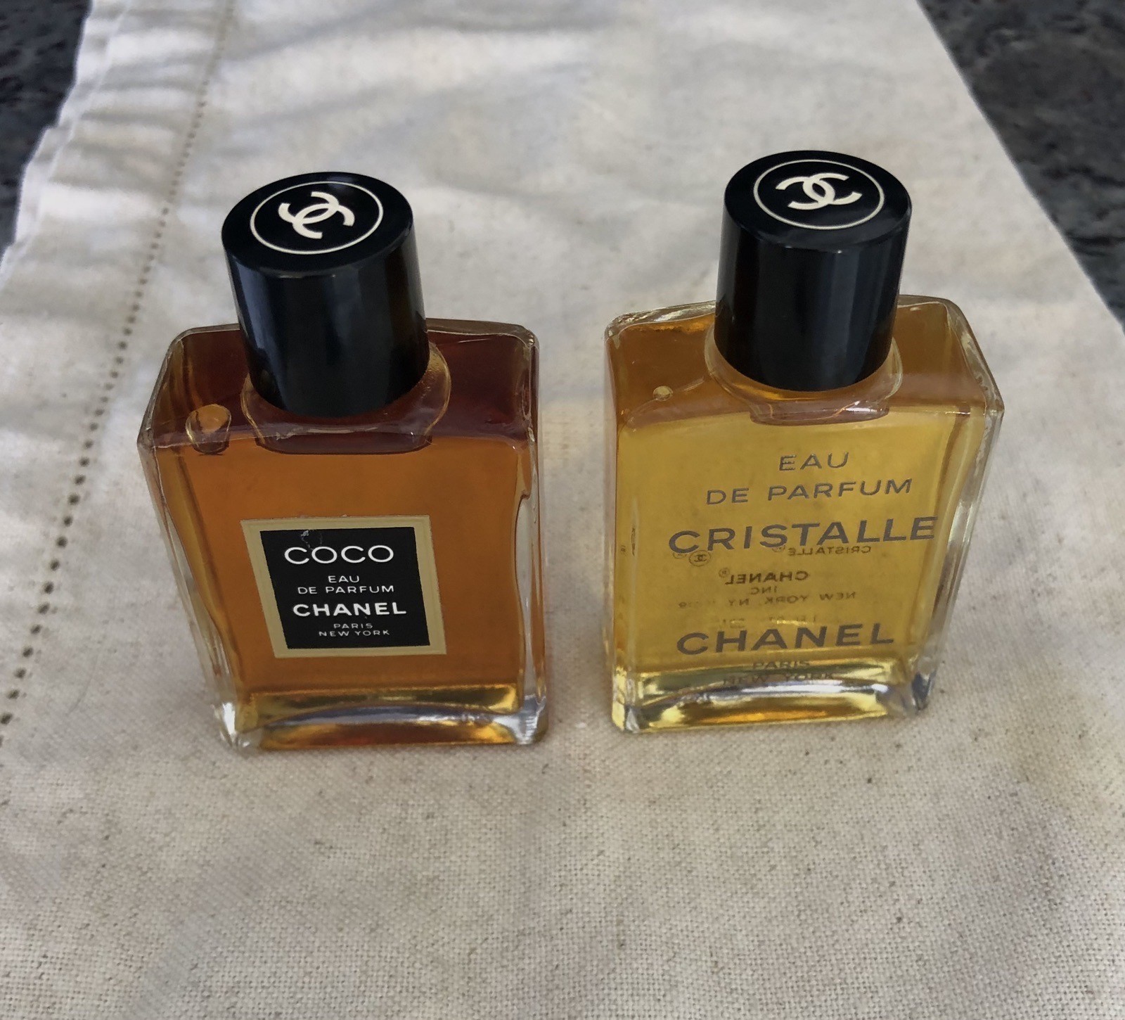 2 Vintage 1 oz Coco Chanel & 1 oz Cristalle Chanel EAU DE PARFUM Set New Full