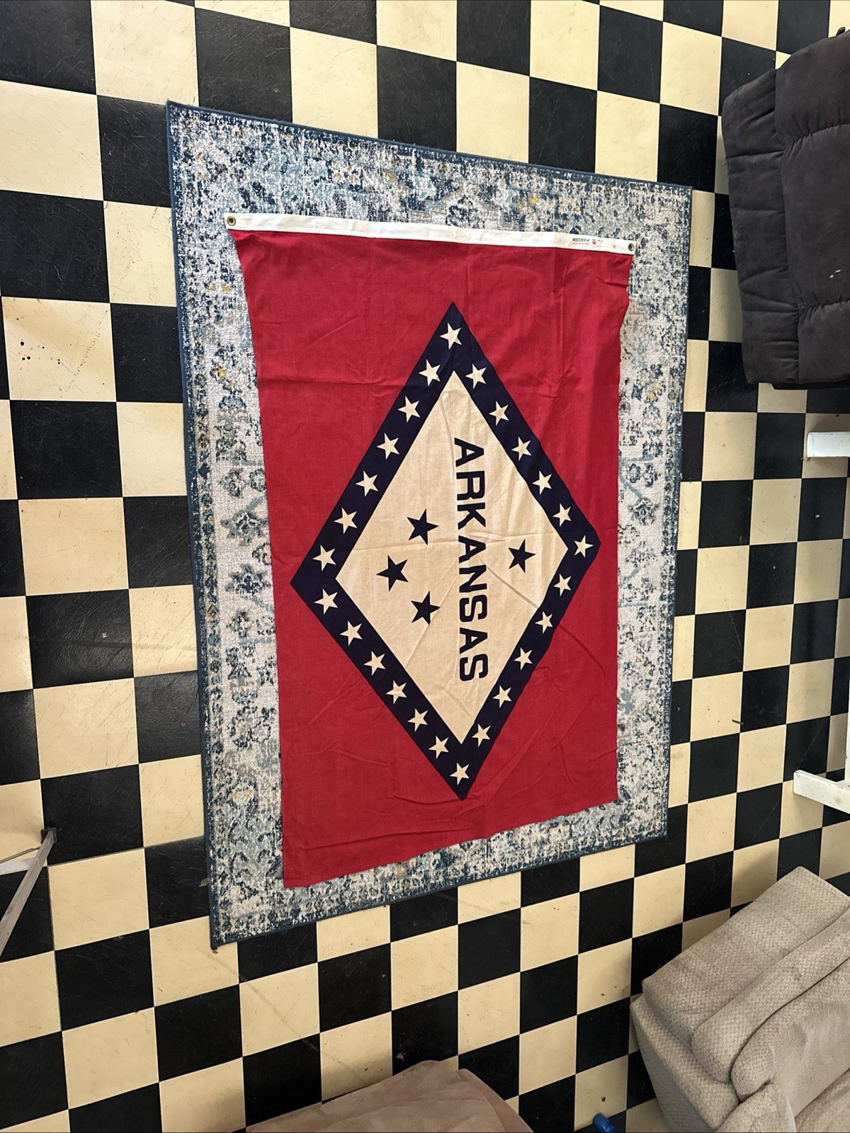 Vintage State Flag Arkansas State Flag Bulldog Cotton 4x6 Ft 100% Cotton Bunting