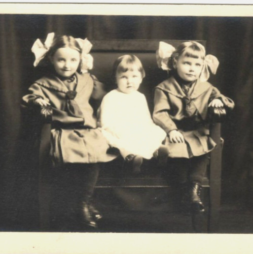 Mischievous Sisters Antique Real Photo Postcard RPPC