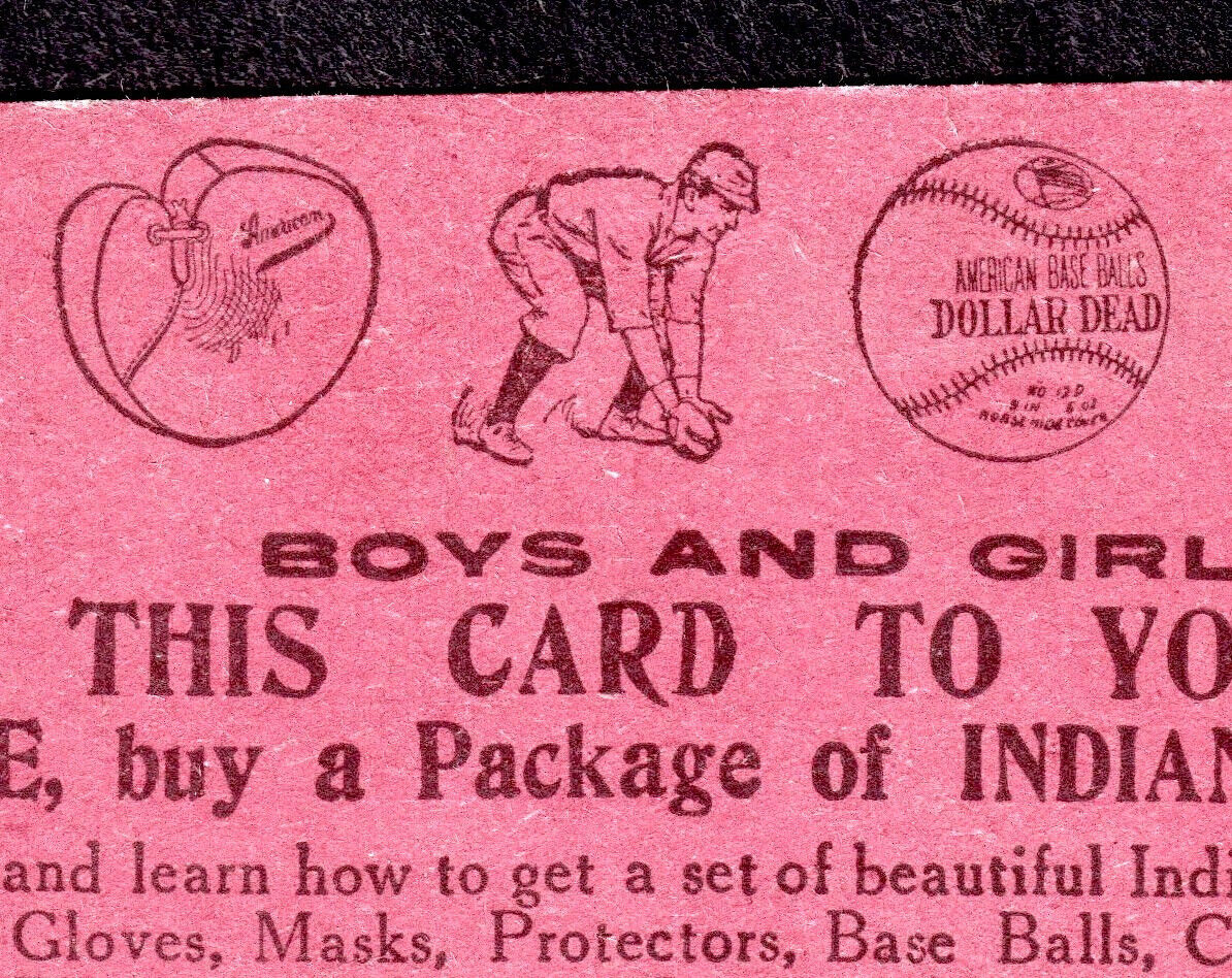 RARE Baseball Equipment c 1908 Indian Corn Flakes Battle Creek Cereal Offer Card