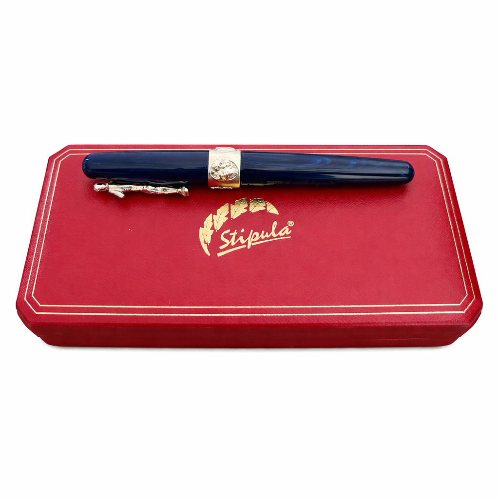 Stipula Michelangelo David Rollerball Pen Resin Gold Trim Italy Blue
