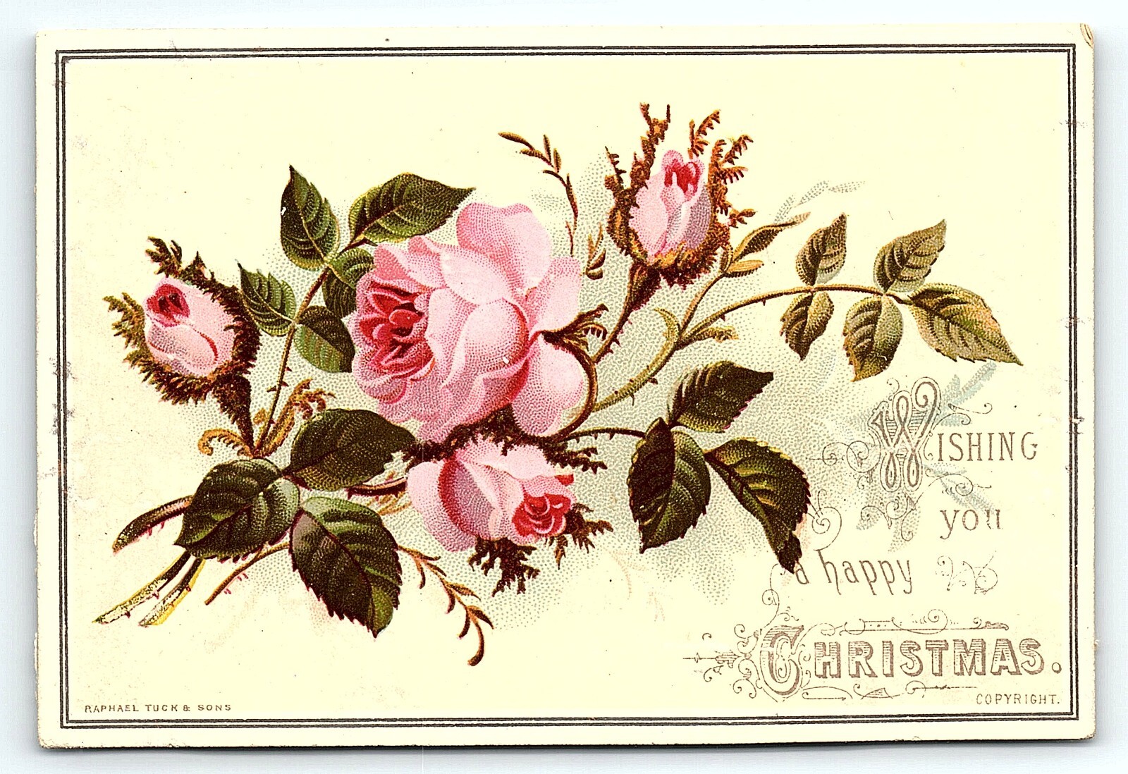 c1880 TUCK WISHING YOU A HAPPY CHRISTMAS SAMUEL COWAN VICTORIAN CARD Z4110