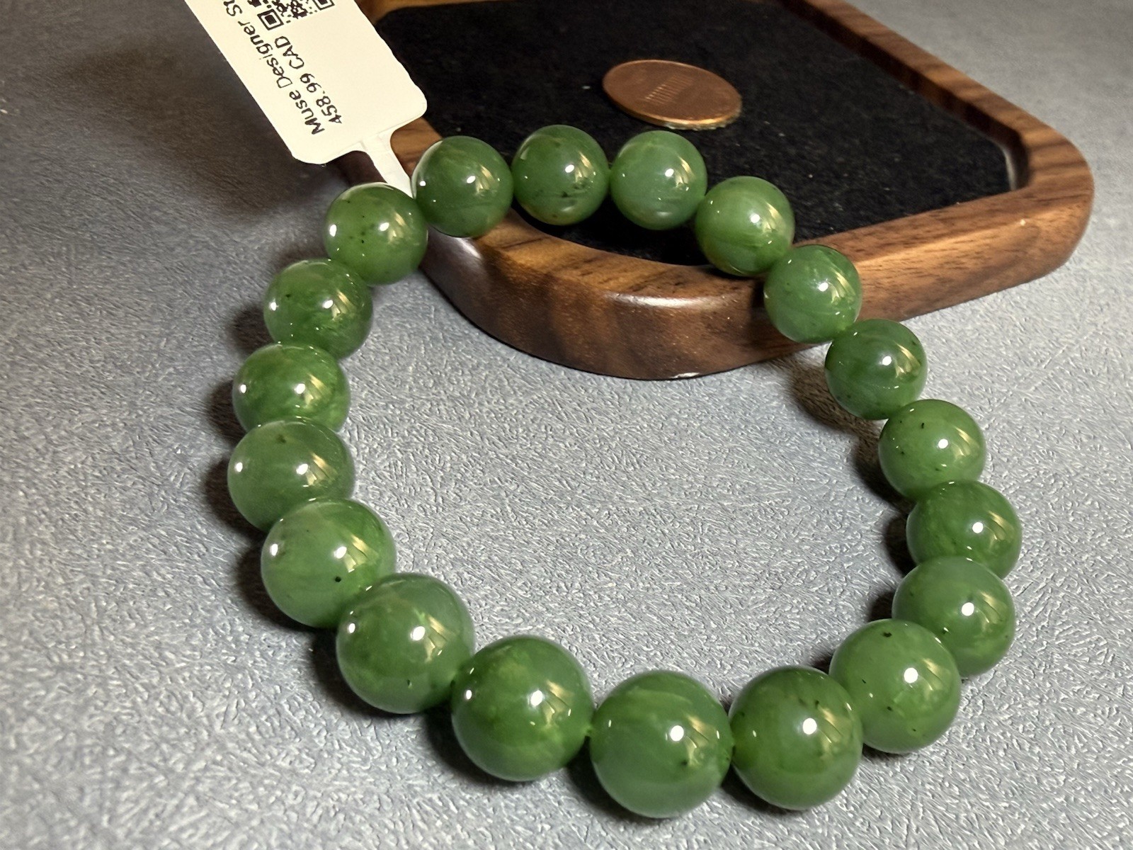 9.9mm Natural Hetian Jade Bracelet – Spicy Green Nephrite Jade Collection