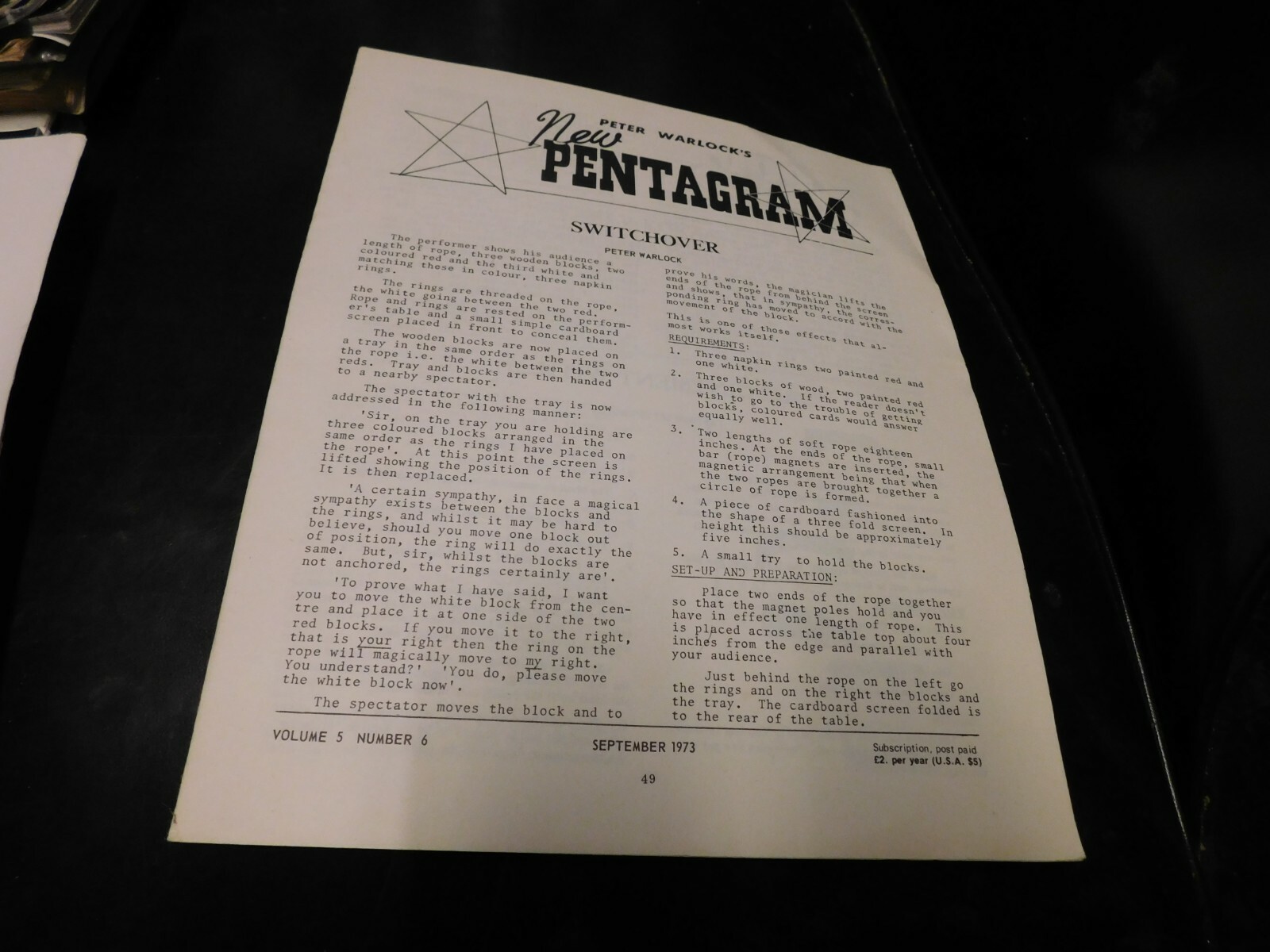New Pentagram Magic Peter Warlock's Magazine September 1973